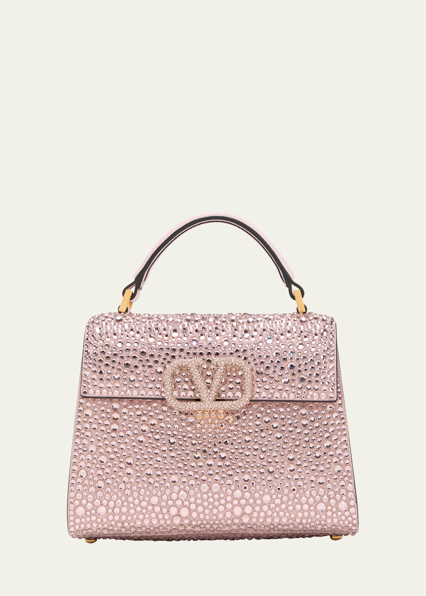 V Sling Small Embellished Tote Bag in Pink - Valentino Garavani