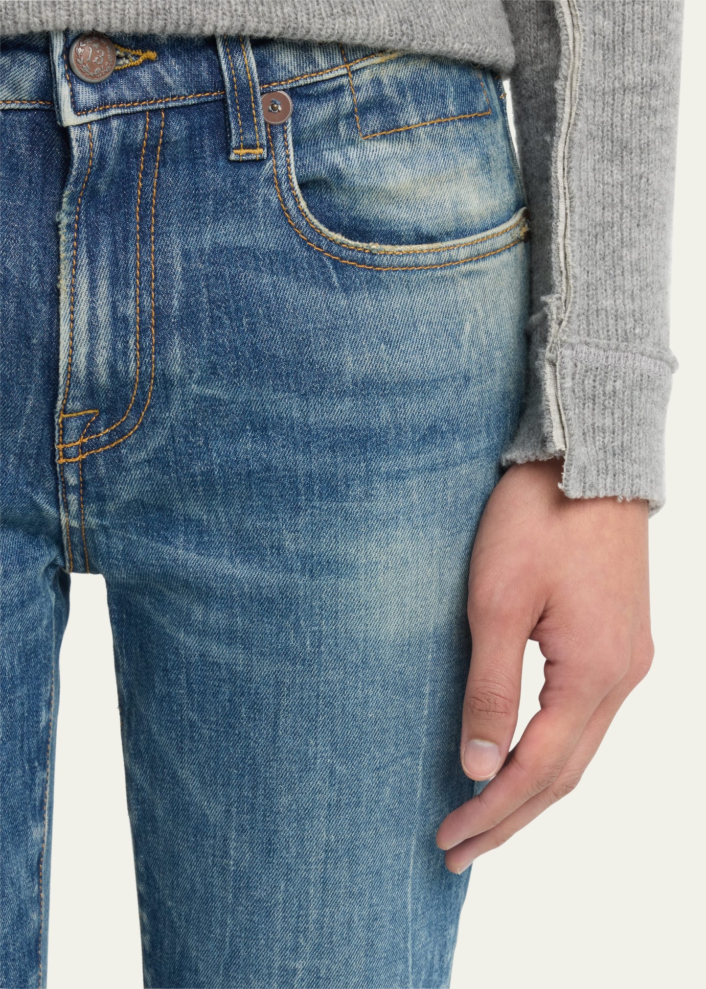 【関税込み】R13 ブラウン Kick Fit ジーンズ KICK FIT JEAN - FLOCKED BROWN - R13