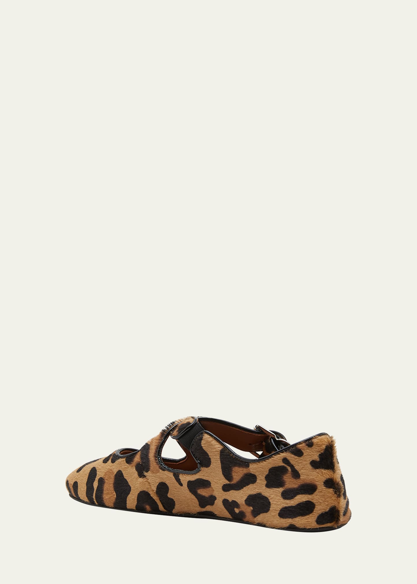 バレエシューズ Alaia Leopard Calf Hair Ballerinas ALAÏA Criss Cross leather-trimmed leopard-print calf hair