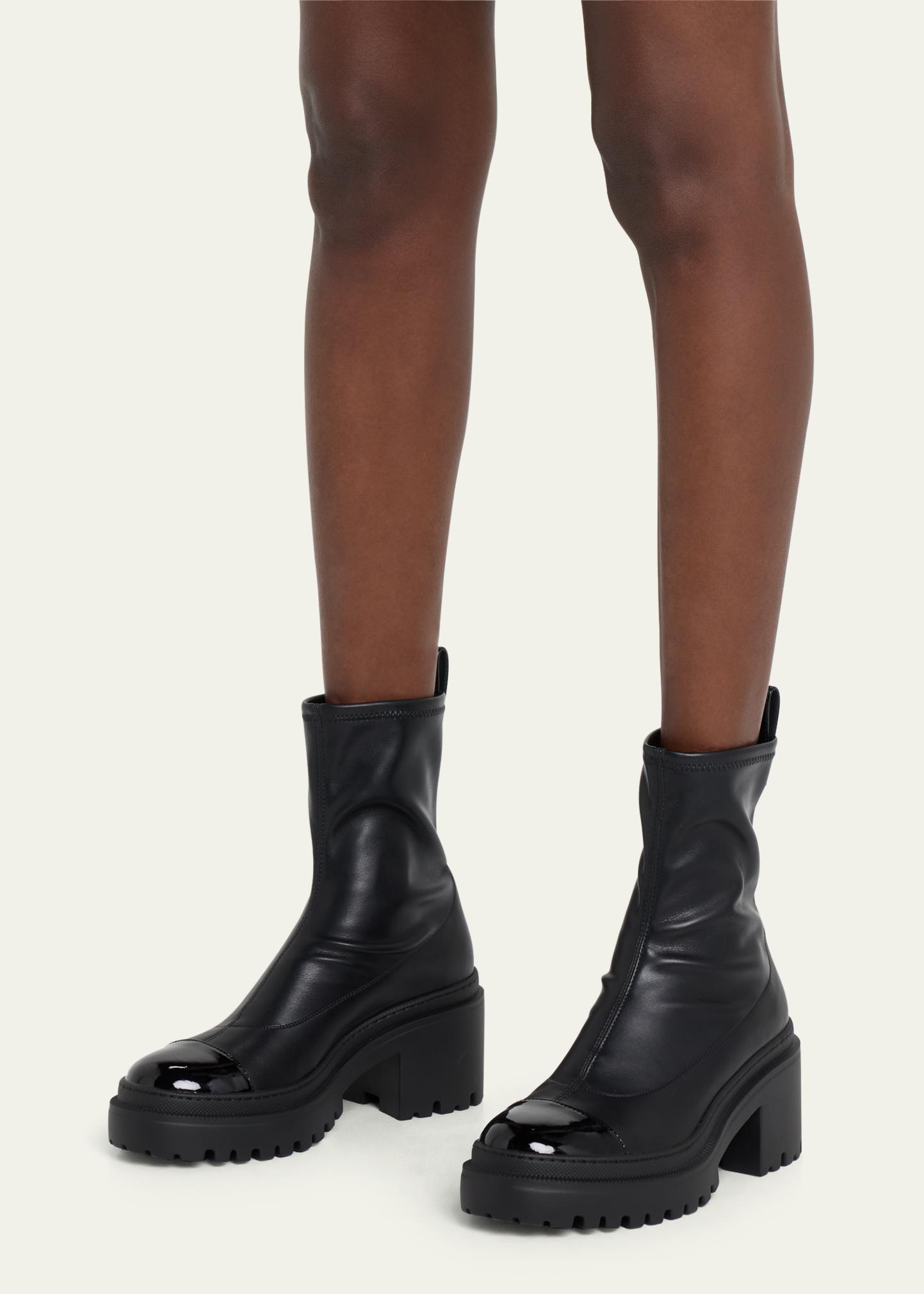 Giuseppe Zanotti Leather Cap-Toe Moto Boots - Bergdorf Goodman