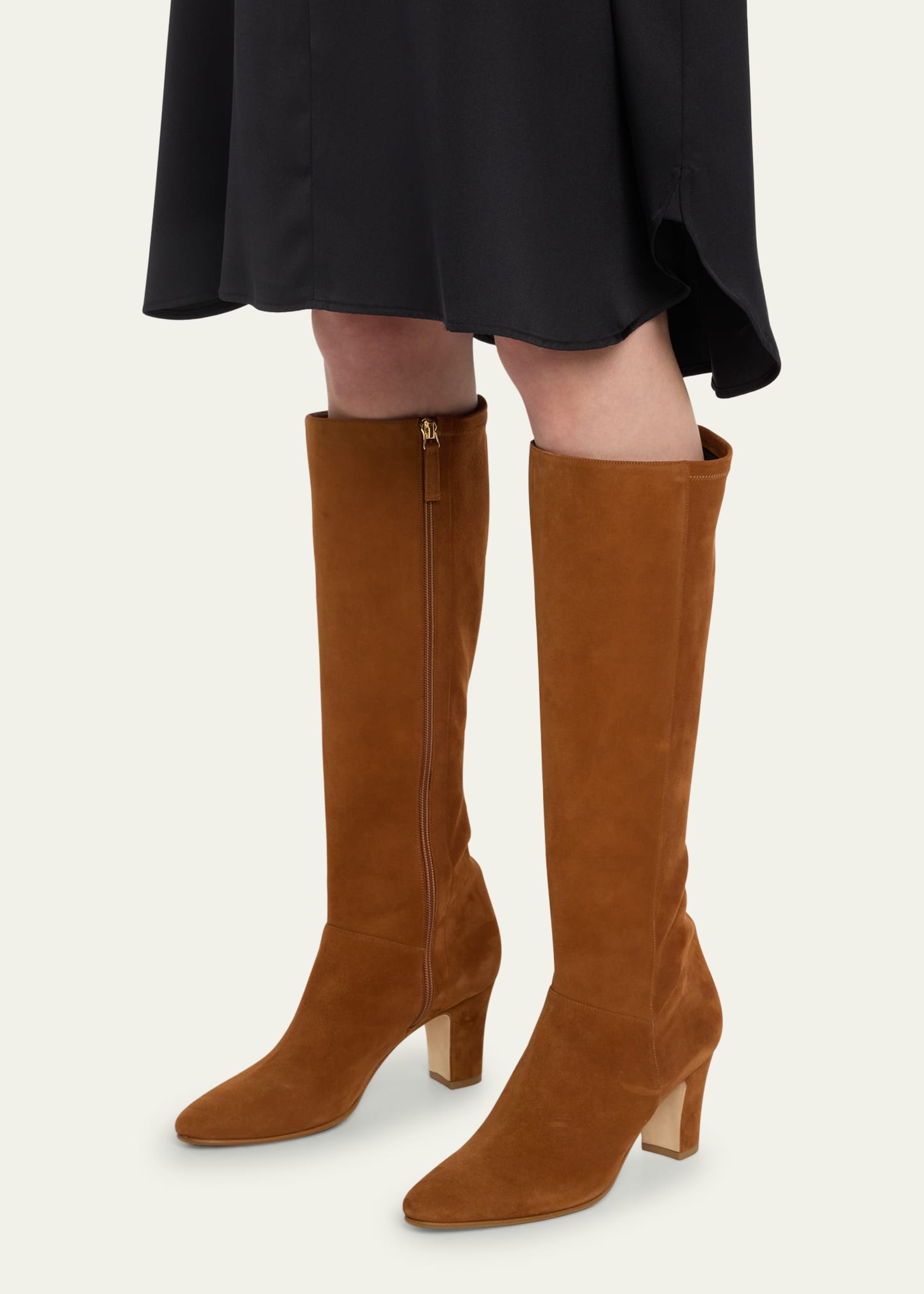 Manolo Blahnik Pitana Suede Block-Heel Knee Boots - Bergdorf Goodman