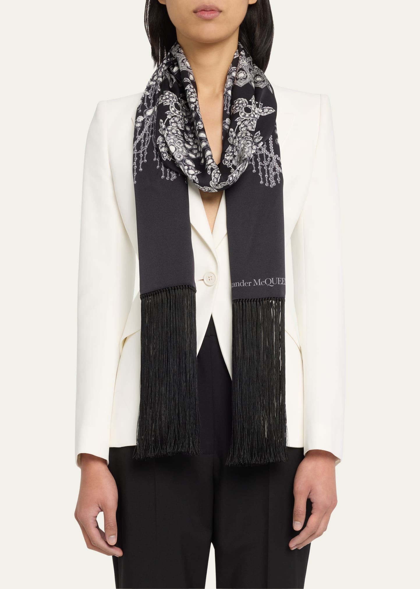 McQueen Victorian Opera Satin Scarf - Bergdorf Goodman