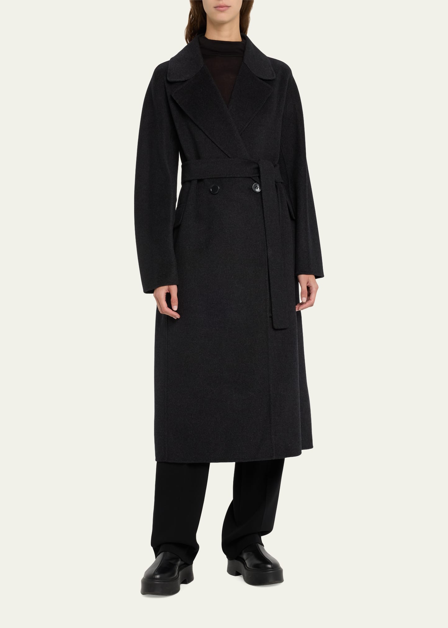 Max Mara Zenith Double-Breast Wool Belted Coat - Bergdorf Goodman