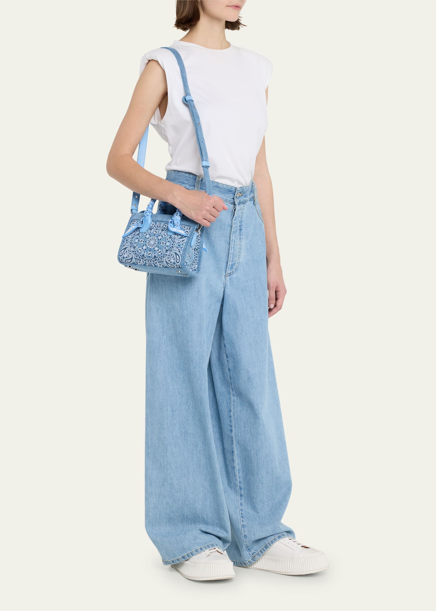 Amiri Triangle Micro Bandana Denim Top Handle Bag - Bergdorf Goodman
