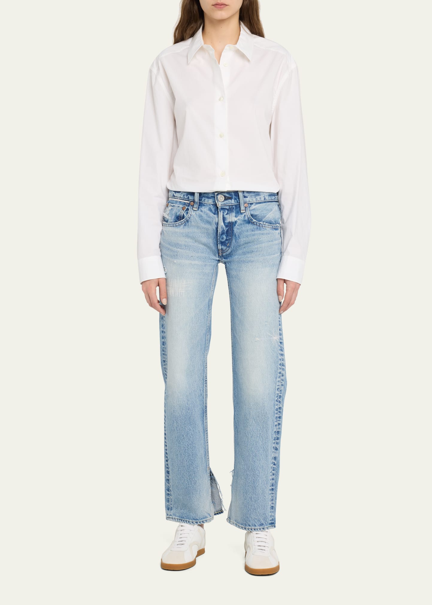 Moussy Vintage Bostonia Straight Low-Rise Split Hem Jeans - Big