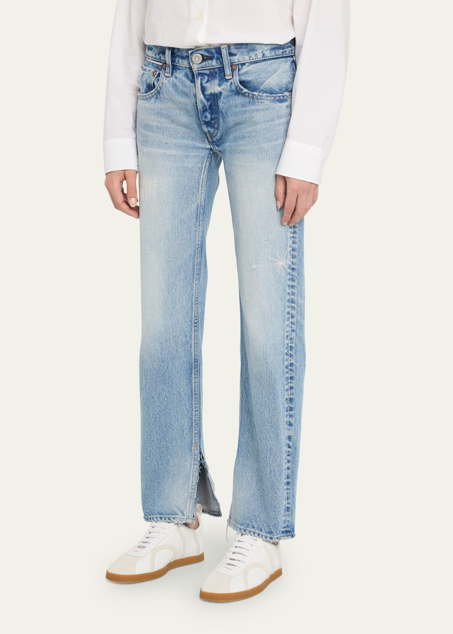 Moussy Vintage Bostonia Straight Low-Rise Split Hem Jeans - Big