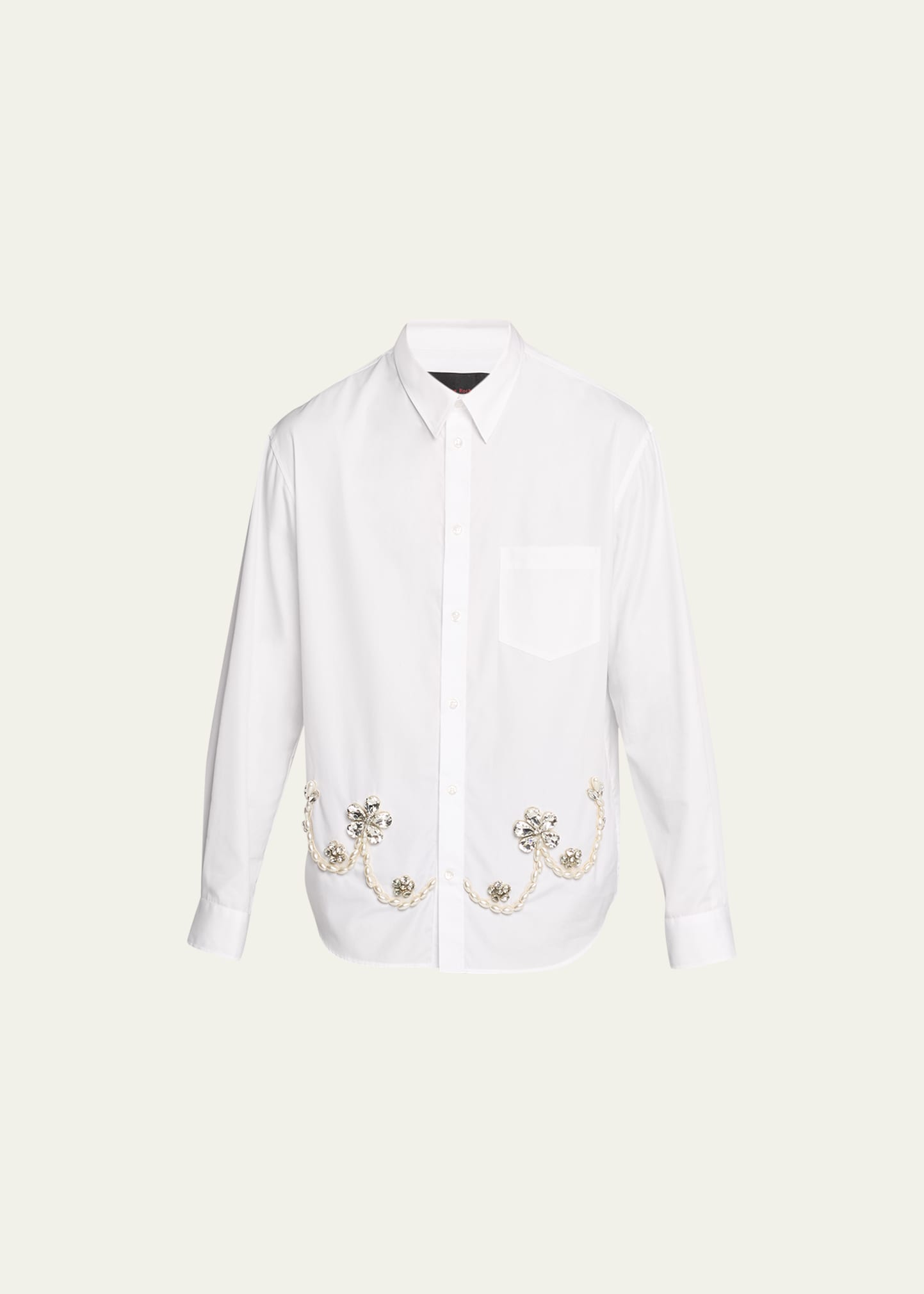 Simone Rocha Men's Floral Crystal-Embellished Sport Shirt