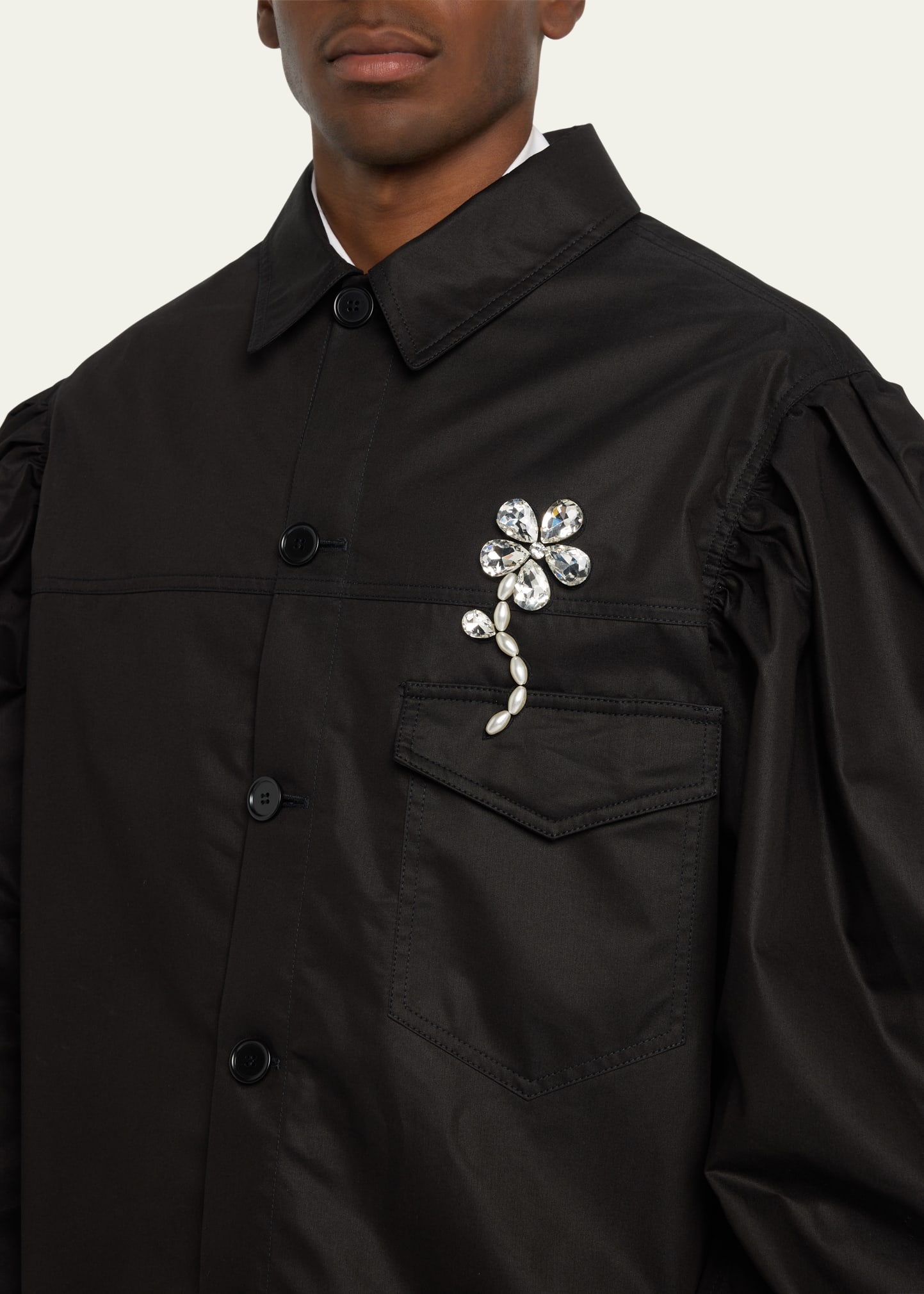 Simone Rocha Men's Puff-Sleeve Embellished Workwear Jacket