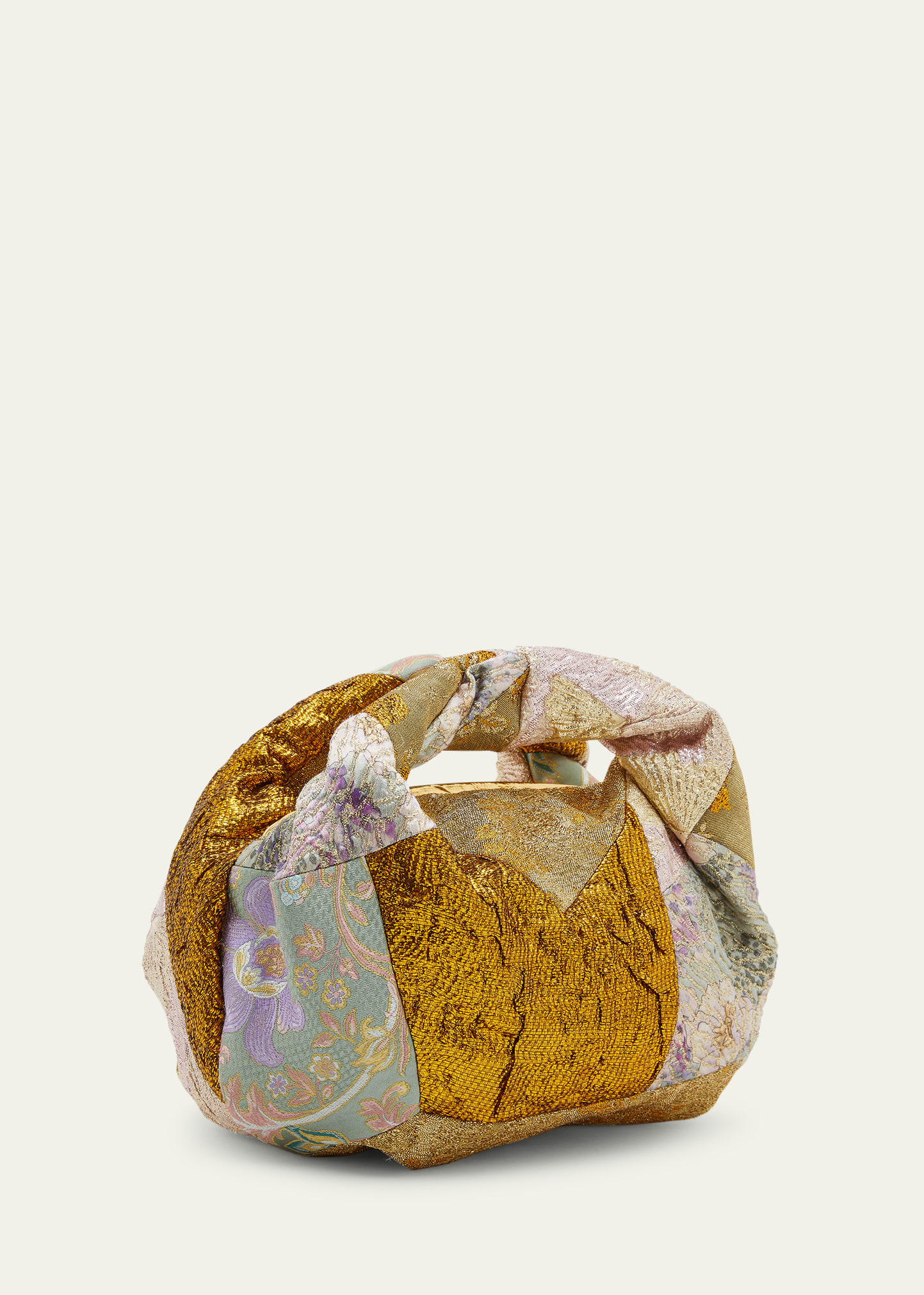 Dries Van Noten Twisted Small Patchwork Jacquard Top-Handle Bag