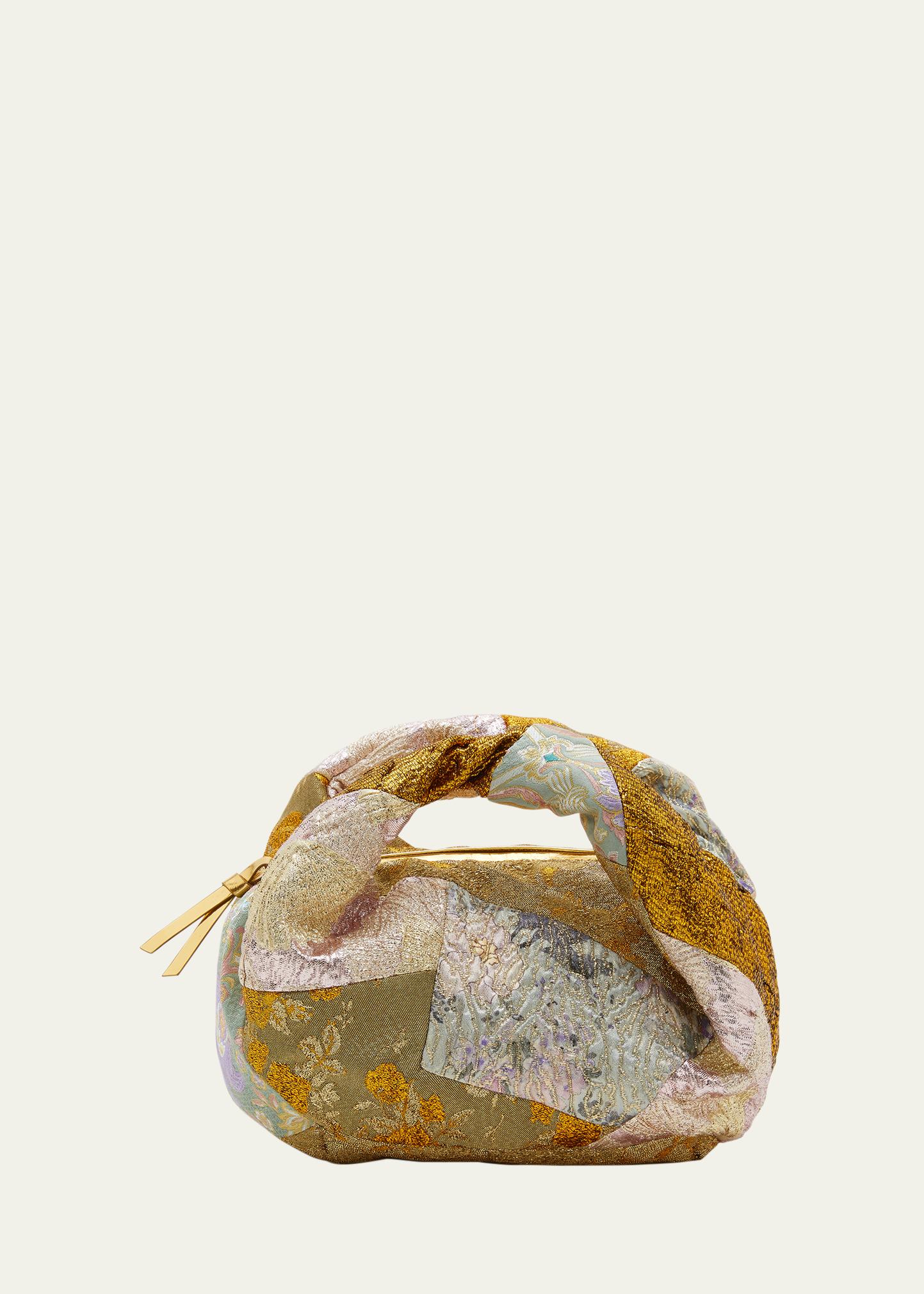 DRIES VAN NOTENバック Dries Van Noten Twisted Small Patchwork Jacquard Top-Handle Bag