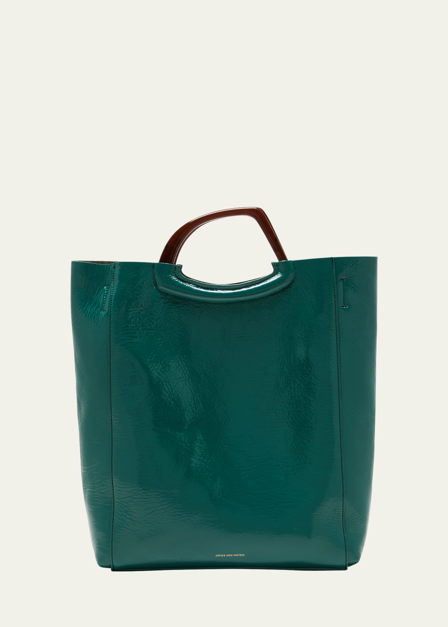 Patent Leather Tote Bag in Brown - Dries Van Noten