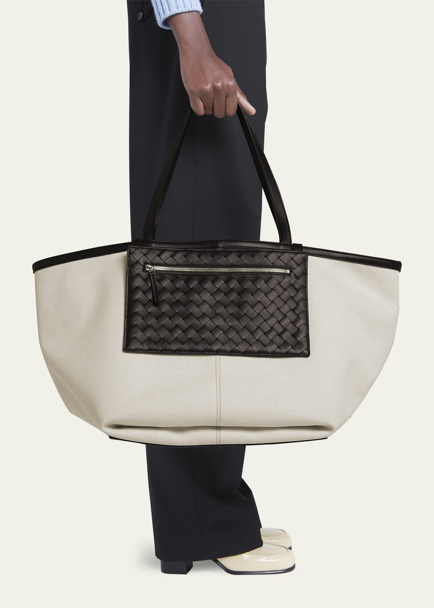 Bottega Veneta Large Canvas and Leather Tote Bag - Bergdorf Goodman