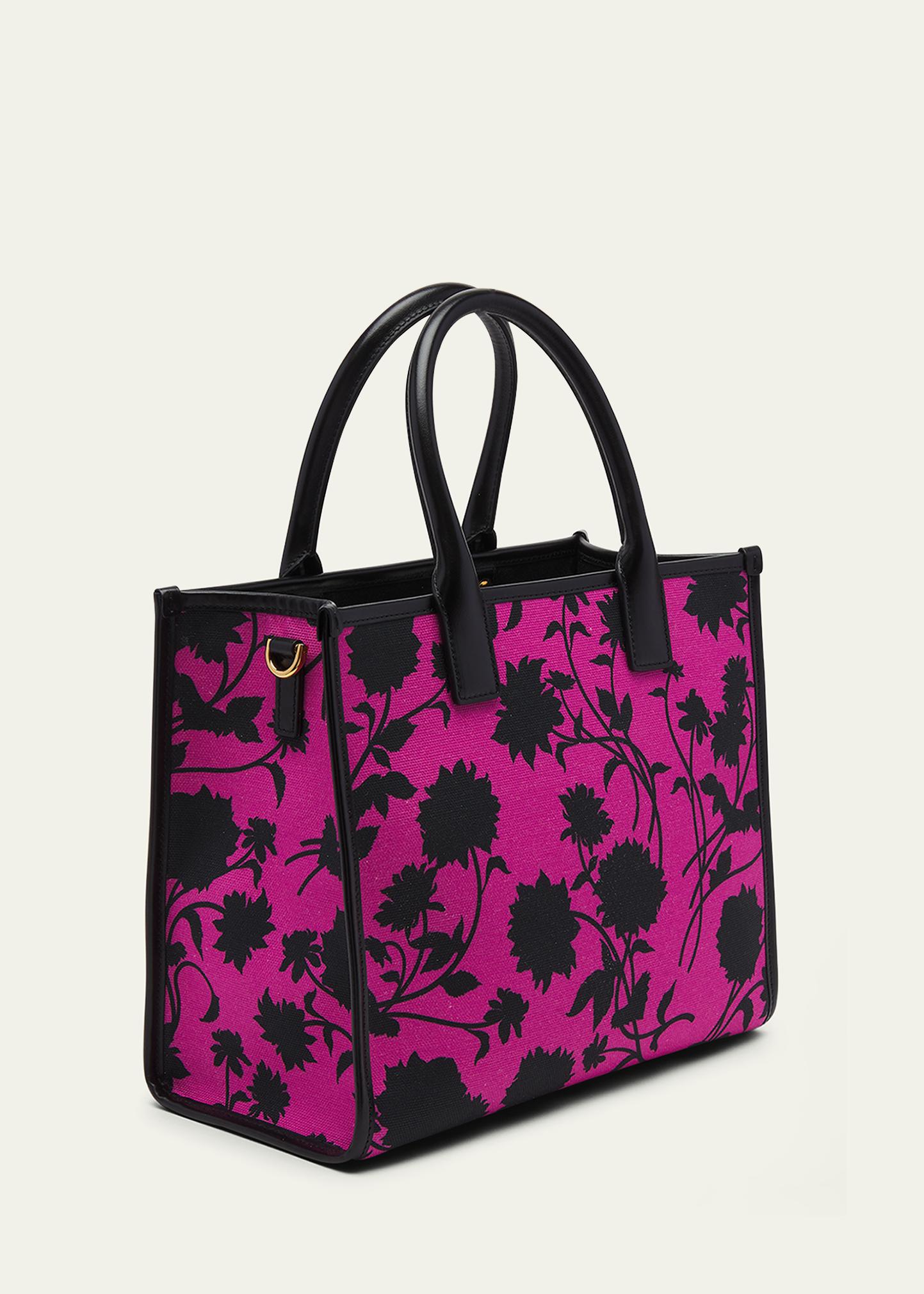Versace Pink and Green Floral Tote Versace La Medusa Small Floral-Print Tote Bag - Bergdorf Goodman main image 2