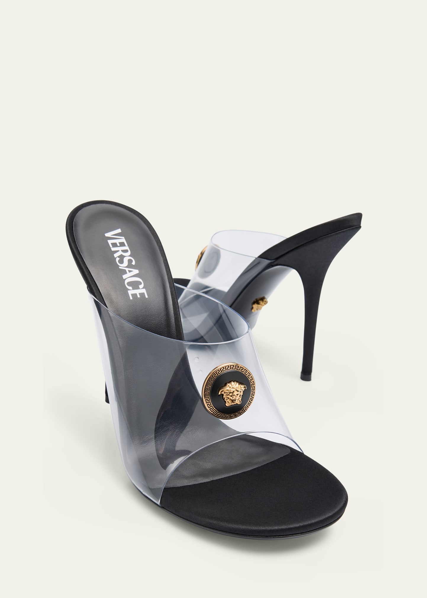 Versace Medusa Clear Stiletto Mule Sandals - Bergdorf Goodman