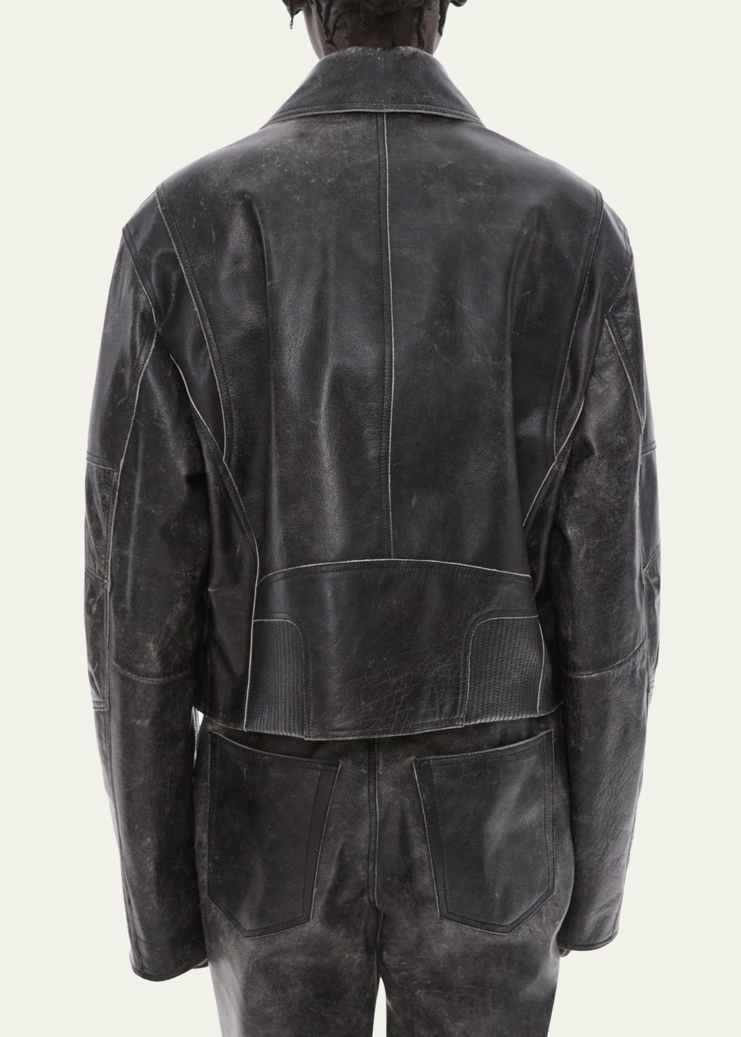 Helmut Lang Distressed Leather Biker Jacket - Bergdorf Goodman