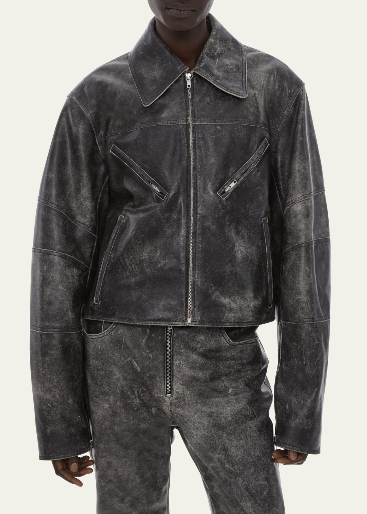 美品helmut lang Leather Riders Jacket Helmut Lang Distressed Leather Biker Jacket - Bergdorf Goodman