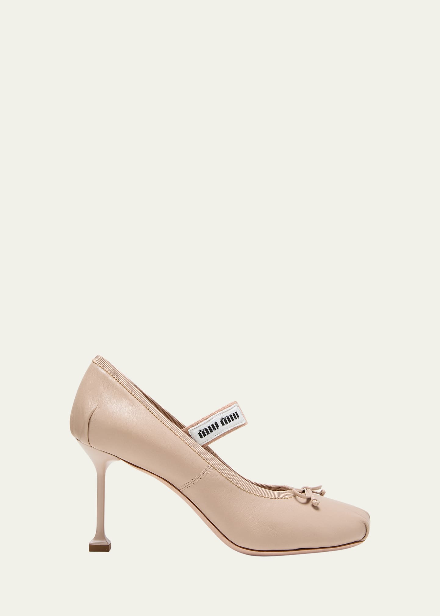 【MIU MIU】BALLERINA PUMPS Miu Miu logo-strap Satin Ballerina Pumps | Black | FARFETCH