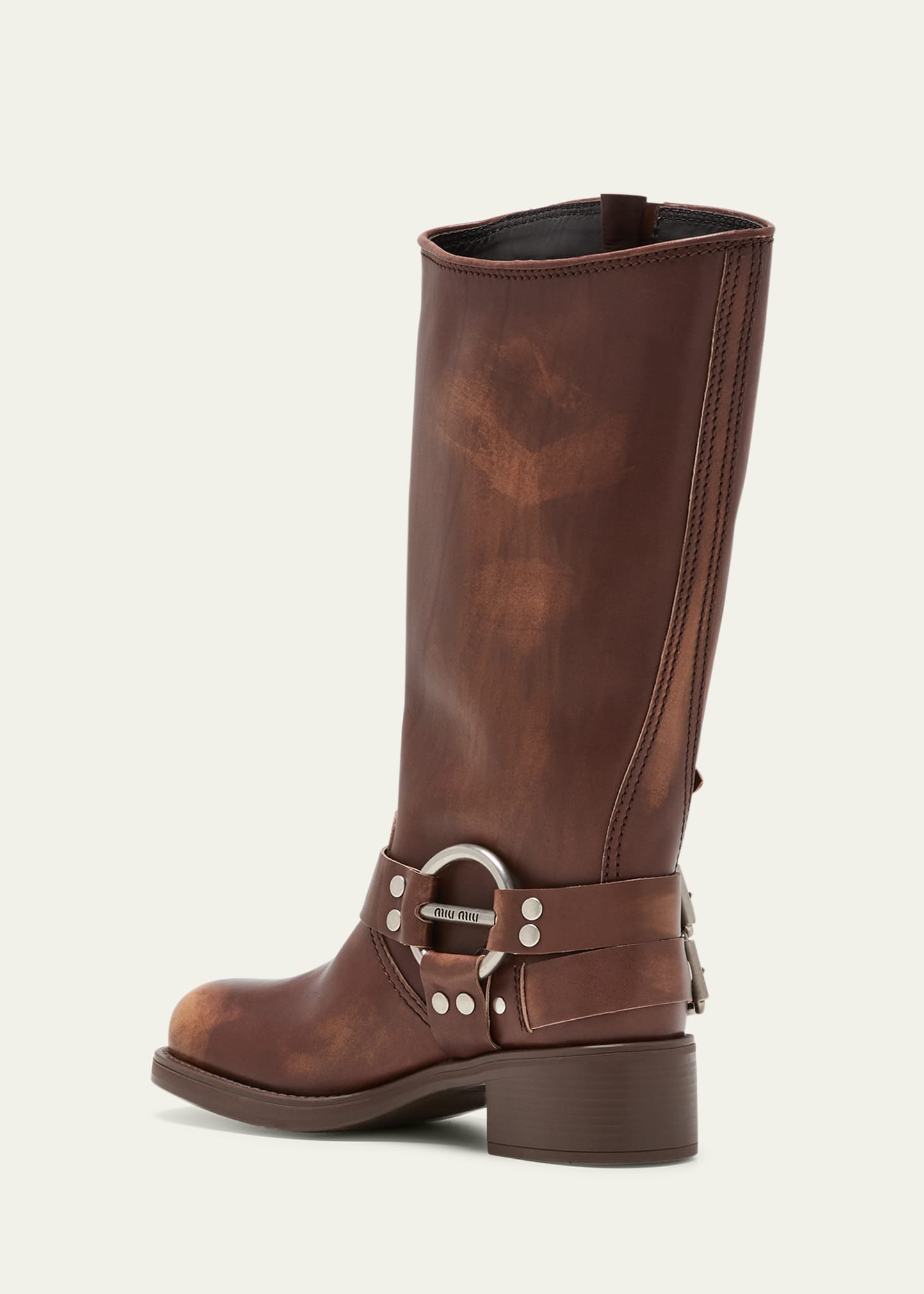 24PF new/MiuMiu ハーネスバックルバイカーブーツ Boots Brown 24PF new/MiuMiu ハーネスバックルバイカーブーツ Boots Brown