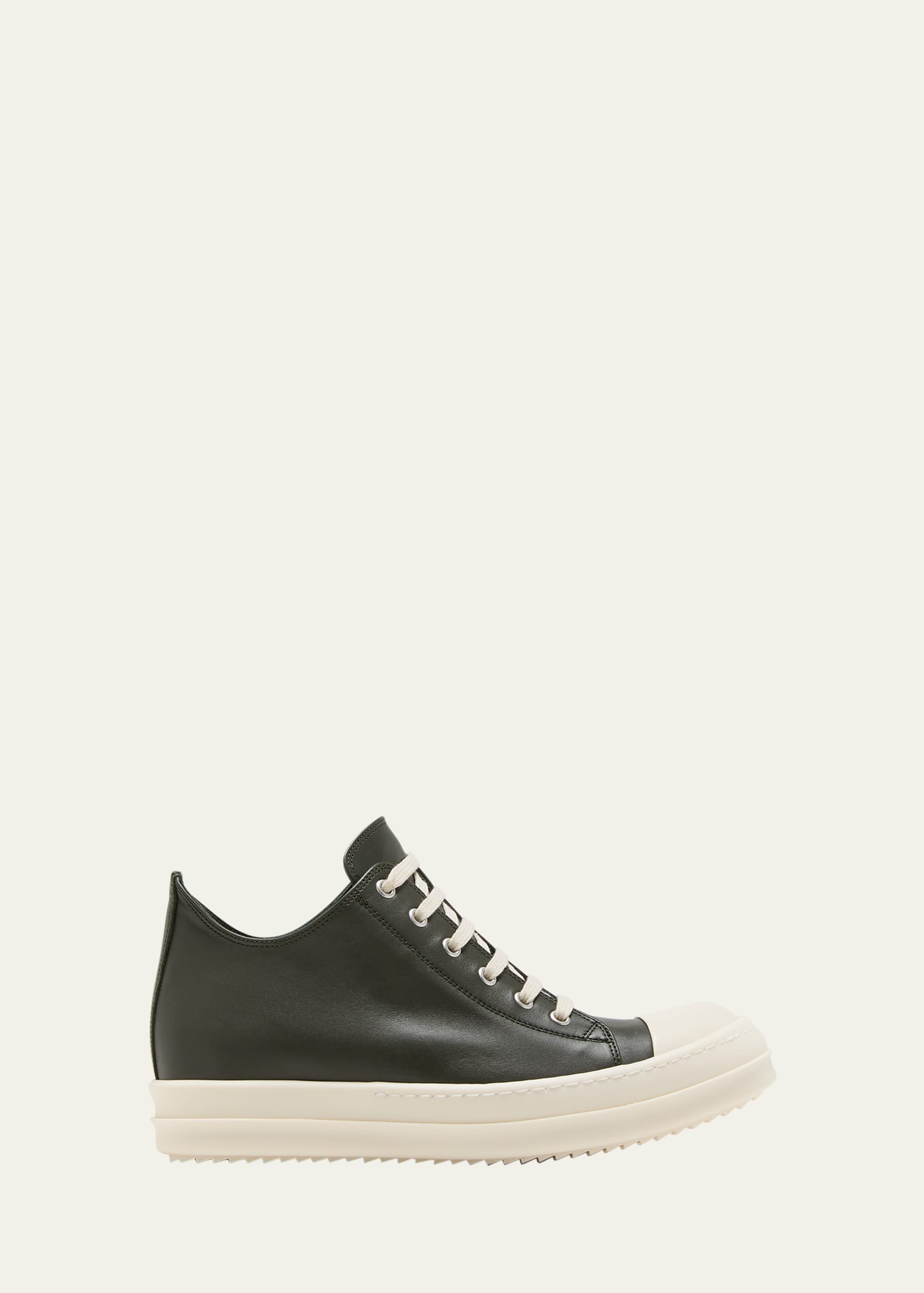 Shop Rick Owens Leather Low-Top Sneakers