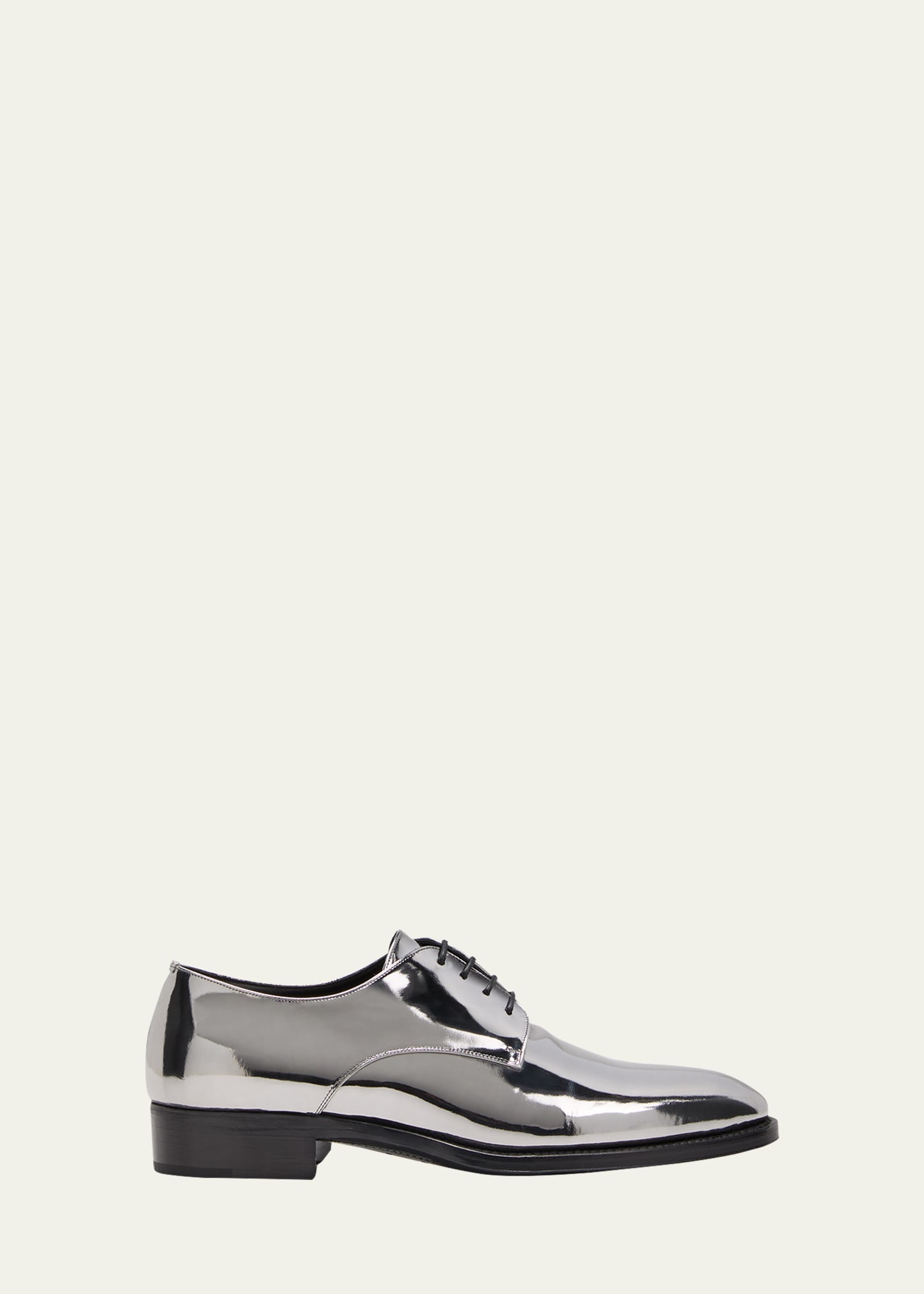 Saint Laurent Men's Adrien 25 Metallic Leather Derby Shoes