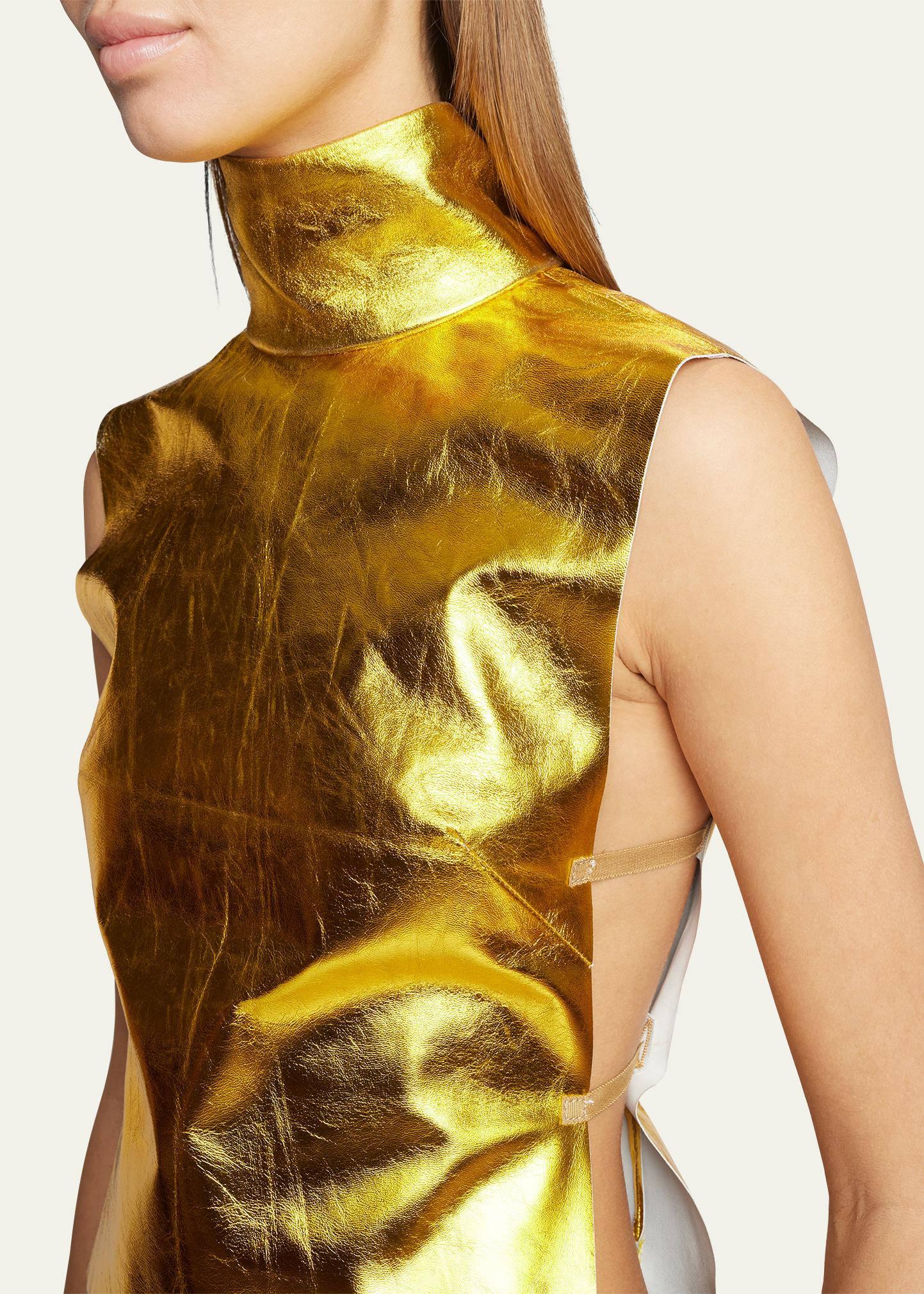 Dries Van Noten Larma Leather High-Neck Crop Top - Bergdorf Goodman