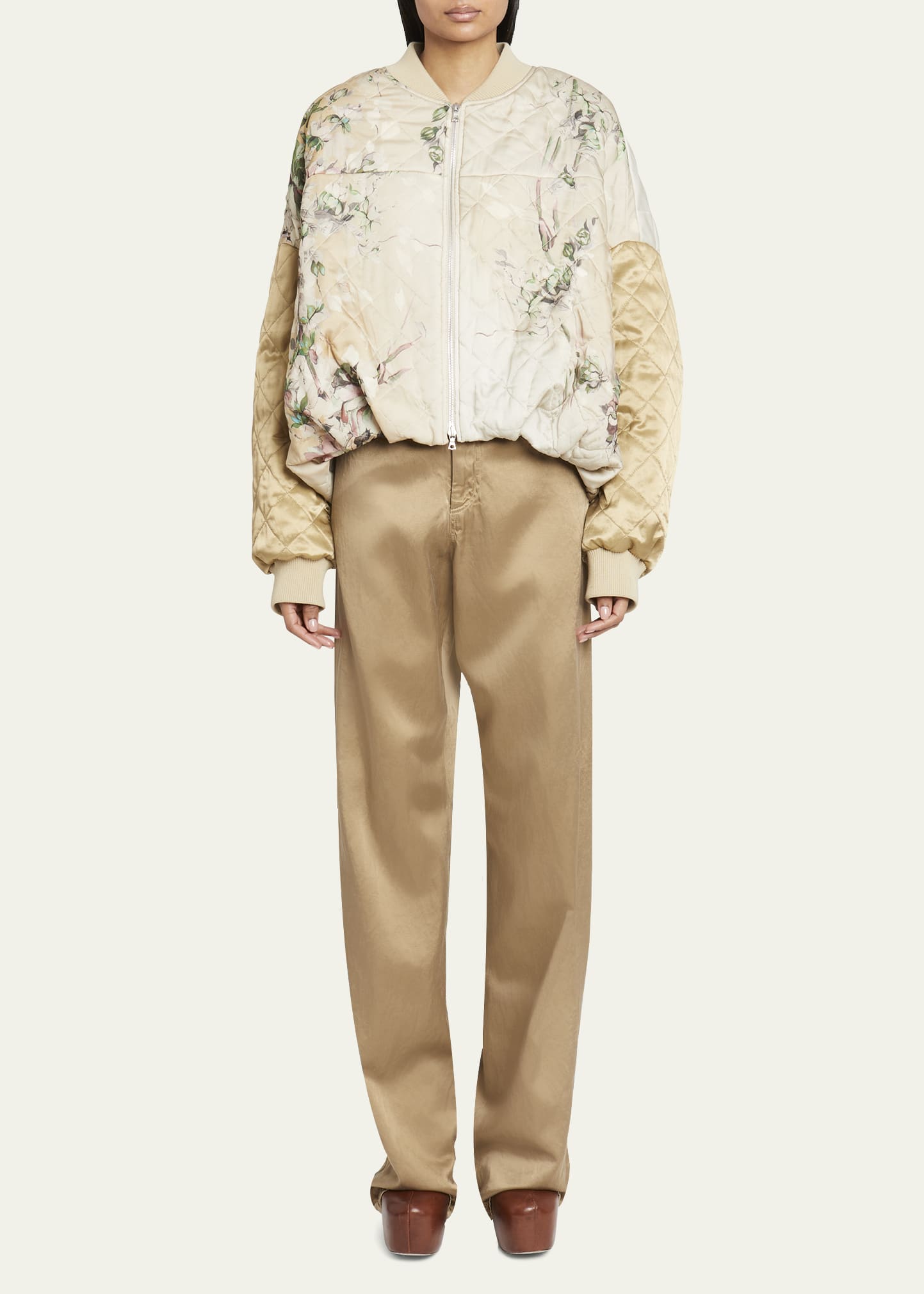 Dries Van Noten Veston Floral Satin Oversized Jacket - Bergdorf