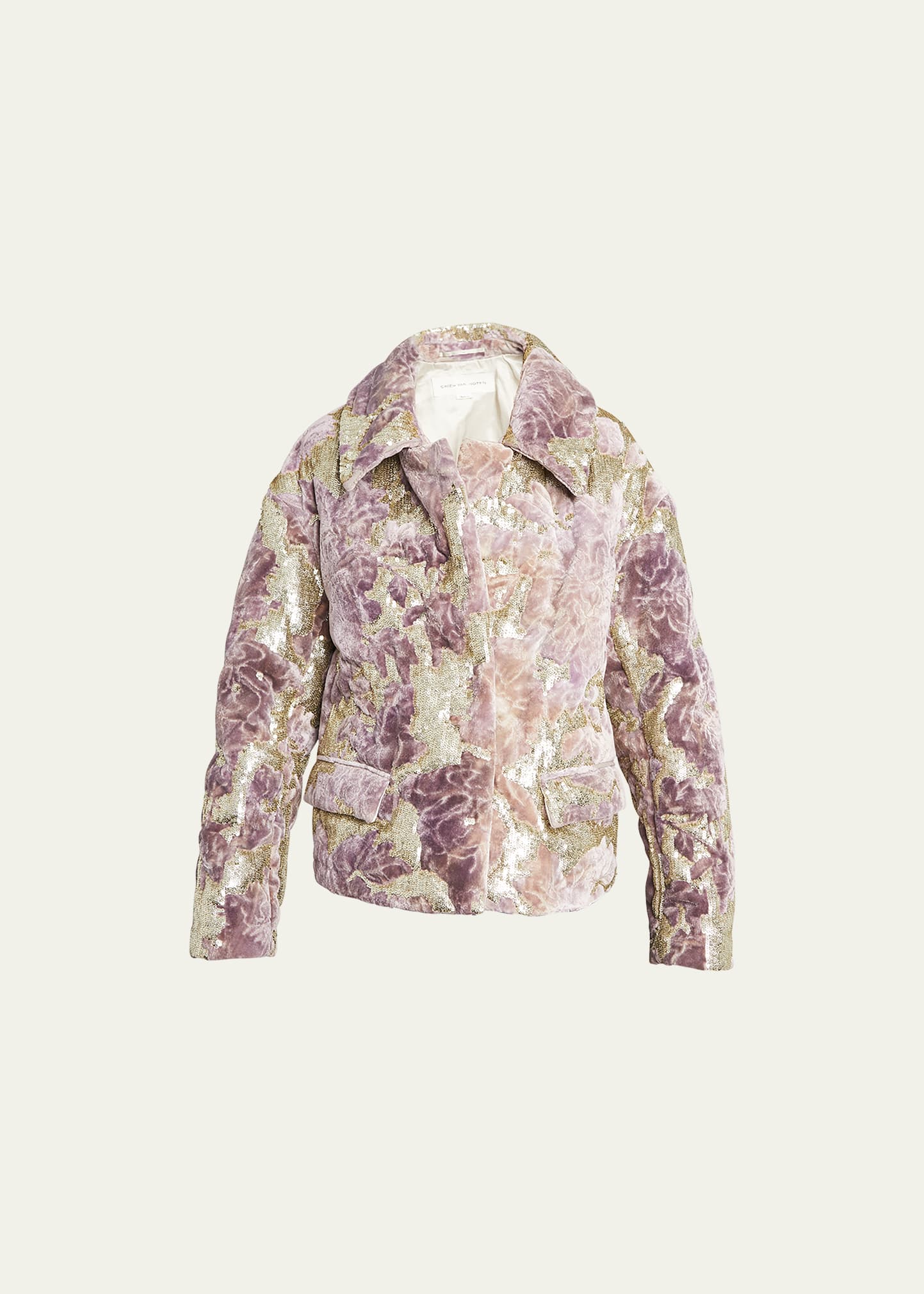 Dries Van Noten Vondi Embroidered Sequin Floral Shirt Jacket