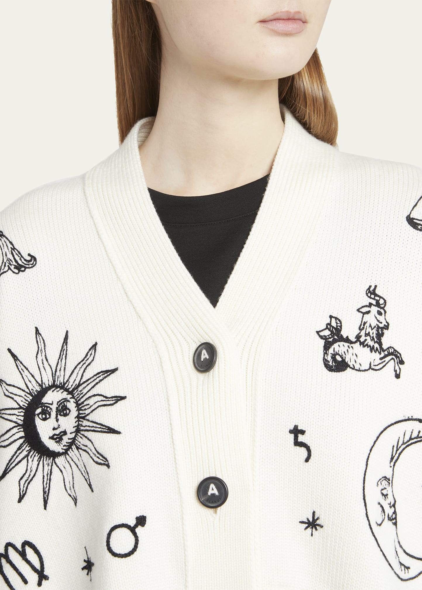 Alanui Horoscope Cropped Wool Cardigan Bergdorf Goodman