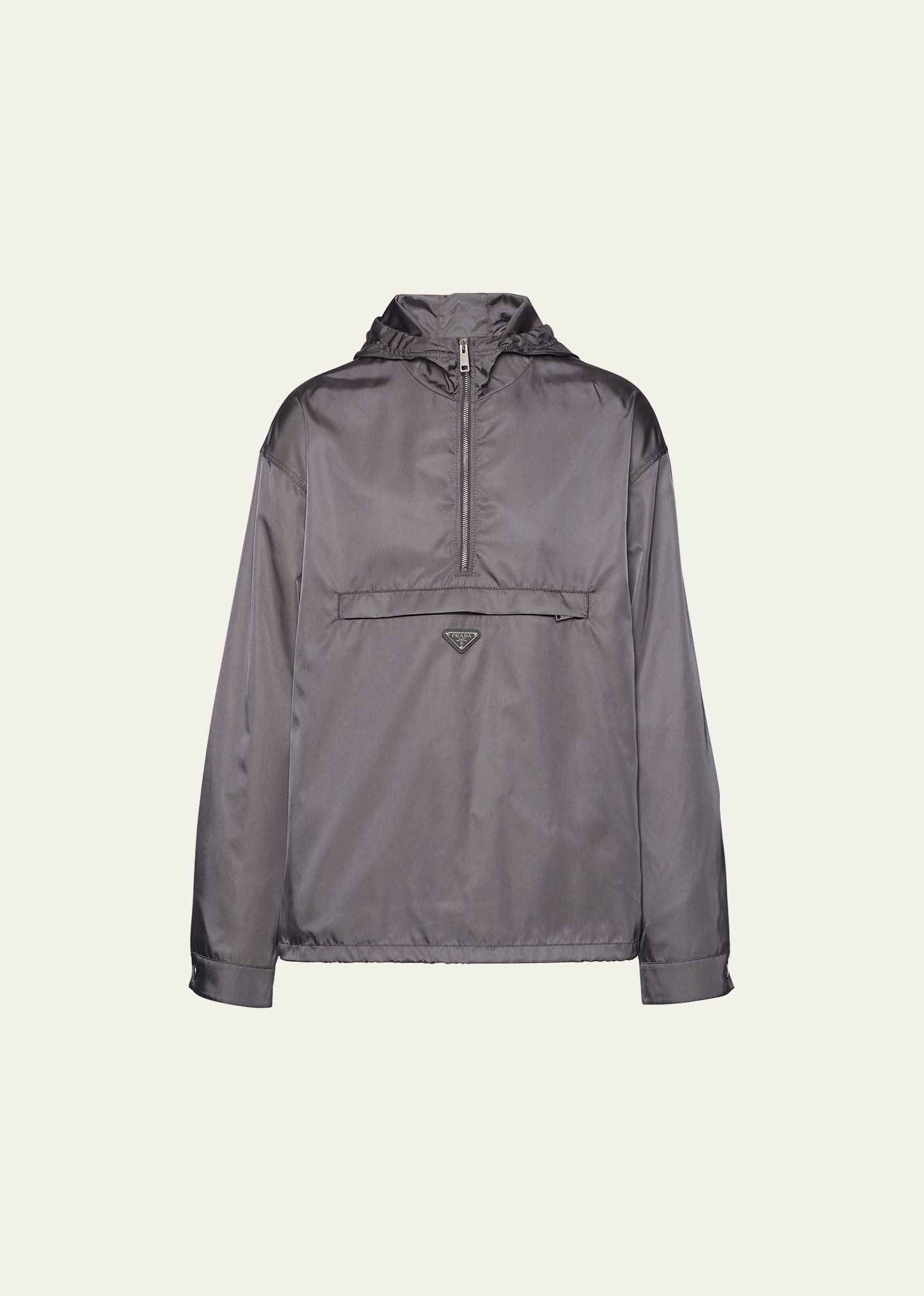 Prada Men's Hooded Re-Nylon Technical Jacket - Grey - Size Medium