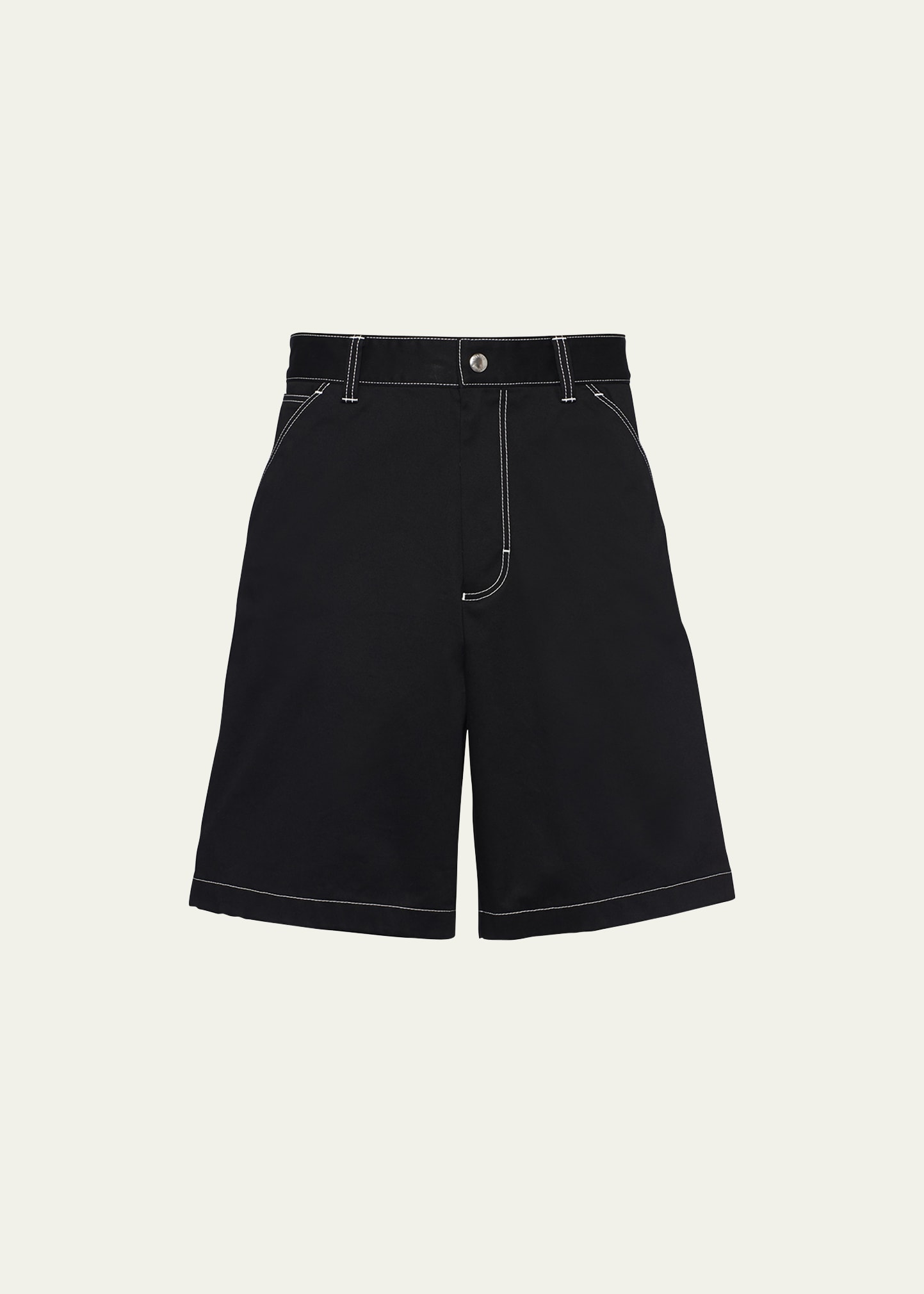 Miu Miu Logo Gabardine Low-Waist Bermuda Shorts - Bergdorf Goodman