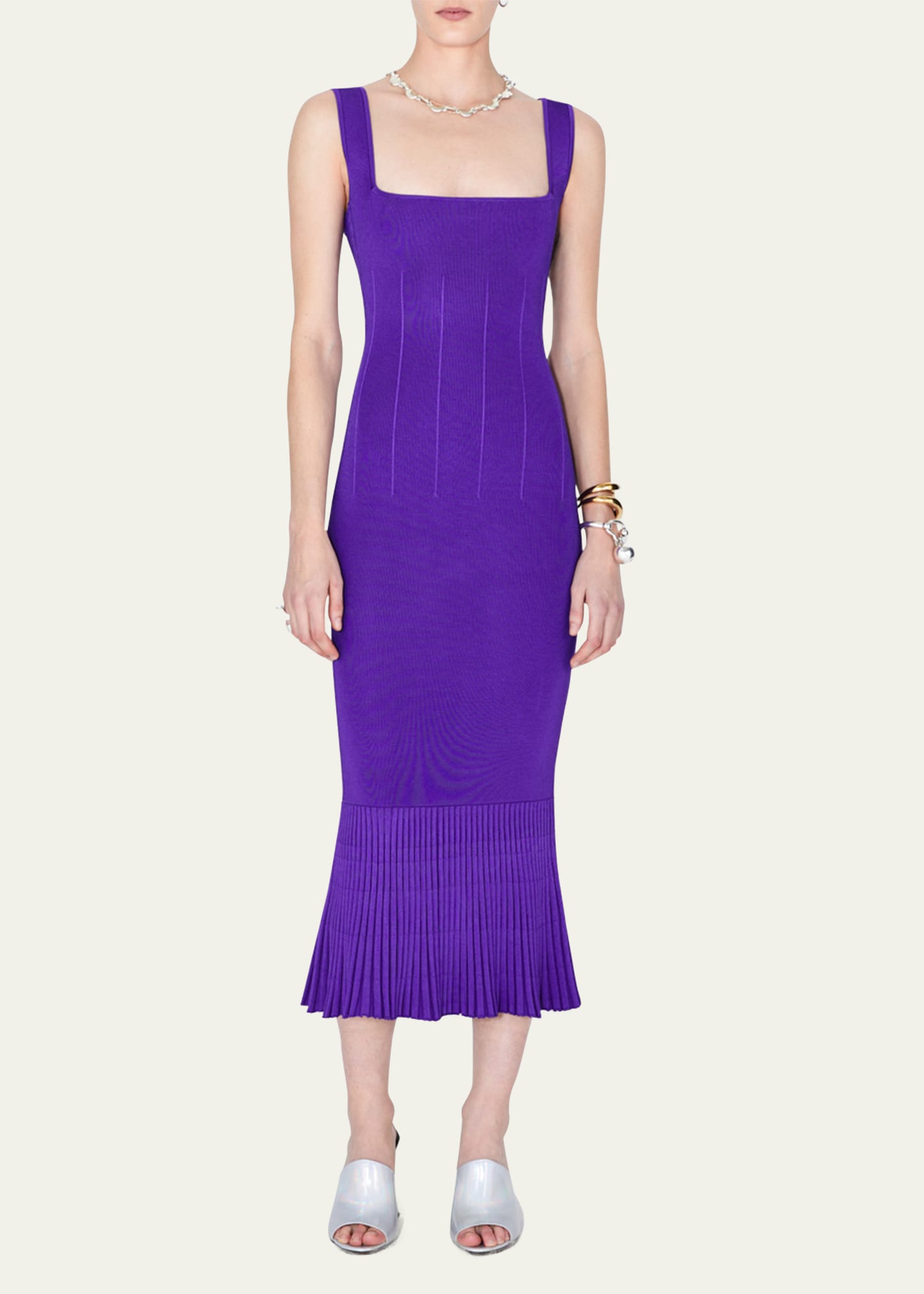 Galvan Atalanta Square-Neck Knit Midi Dress - Bergdorf Goodman