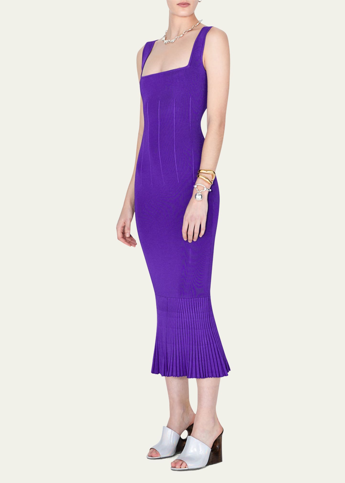 Galvan Atalanta Square-Neck Knit Midi Dress - Bergdorf Goodman