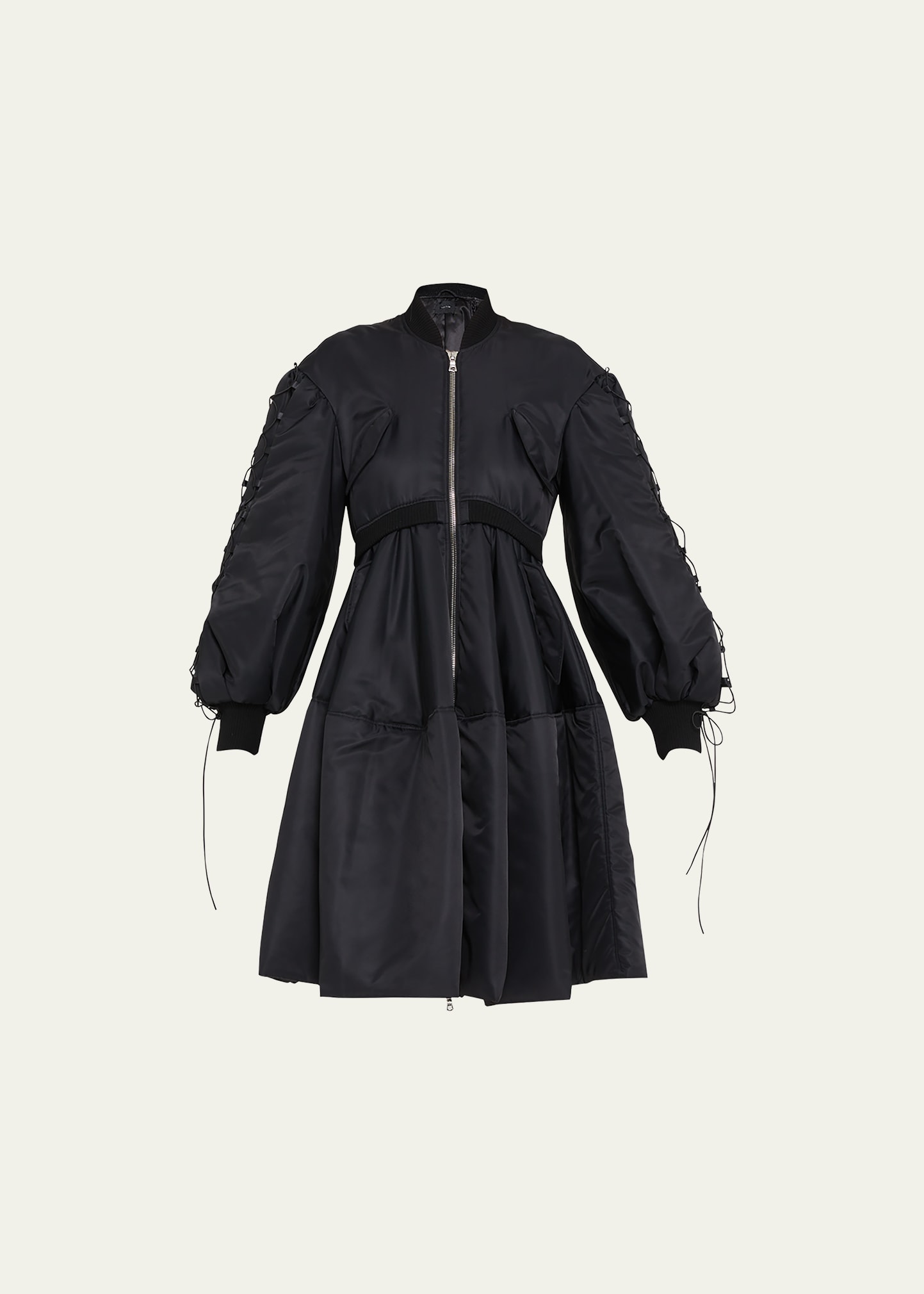 Simone Rocha Puff-Sleeve Zip Front Bomber Coat with Lacing