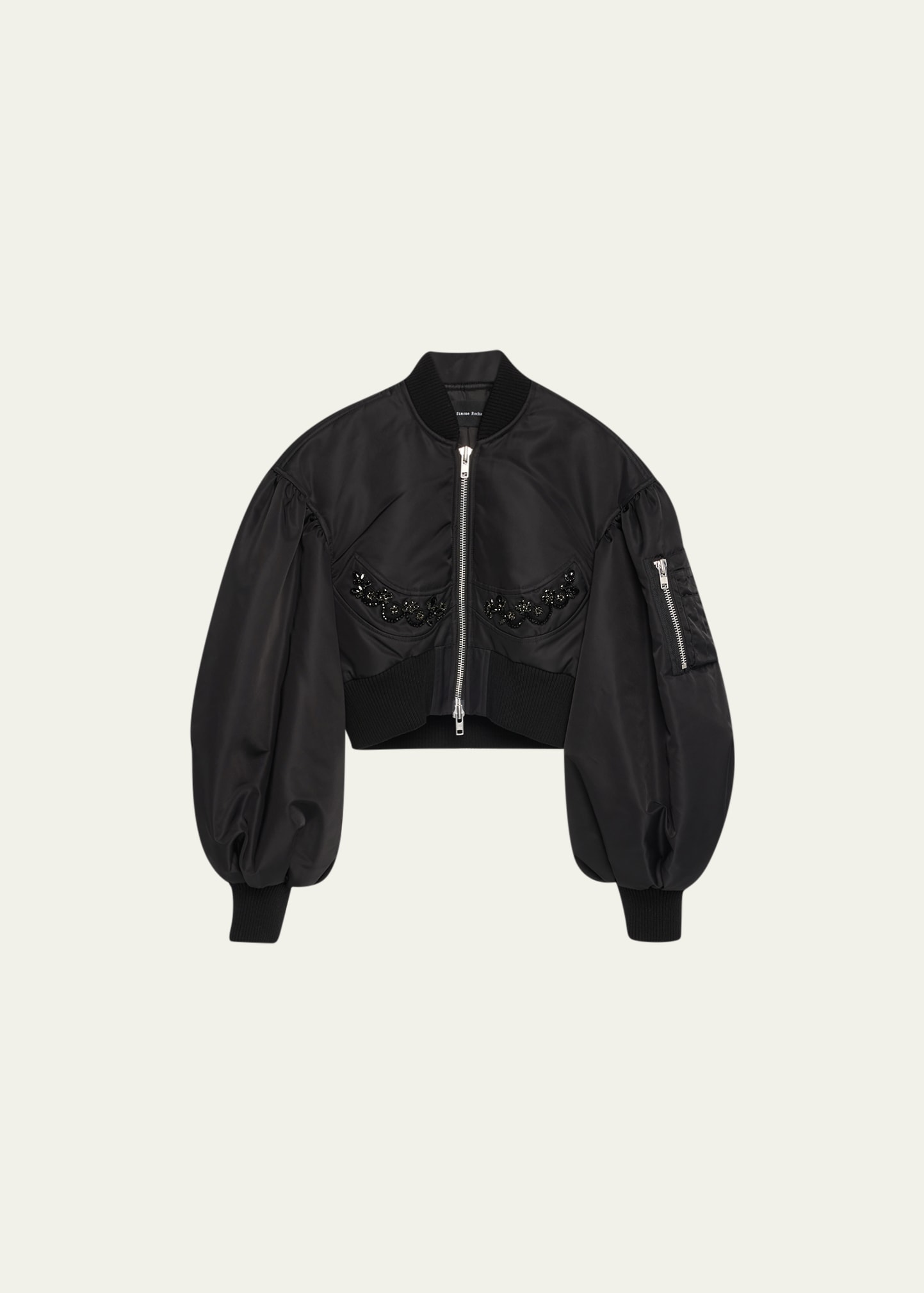 Simone Rocha Embellished Cropped Zip-Front Bomber Jacket
