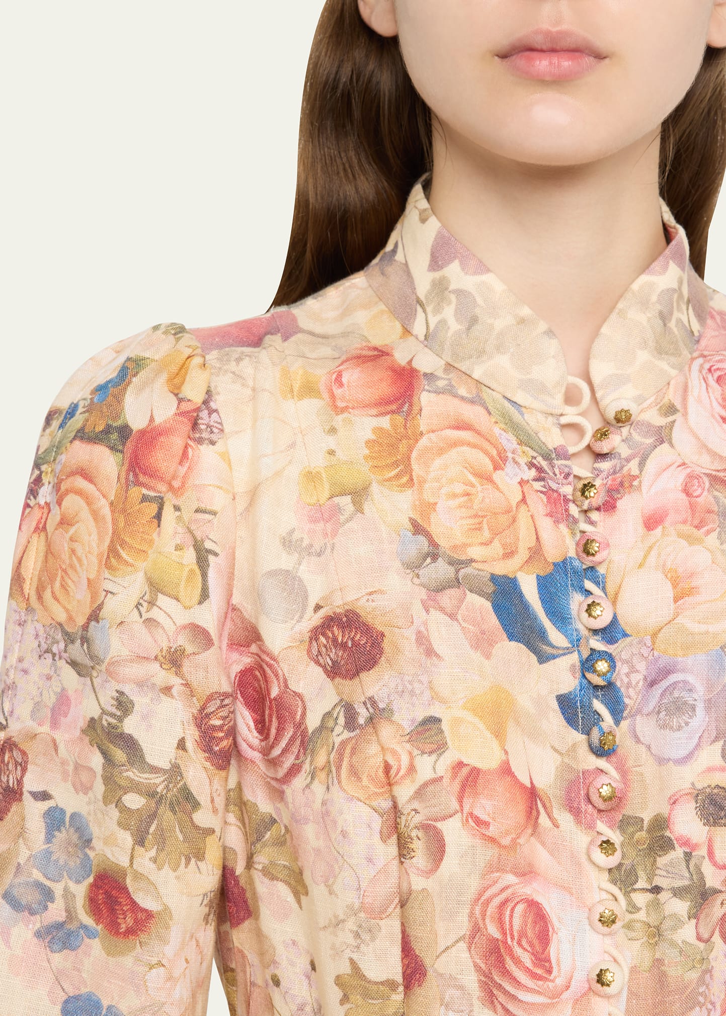 Zimmermann Luminosity Floral Linen Belted Button-Front Midi Dress -  Bergdorf Goodman