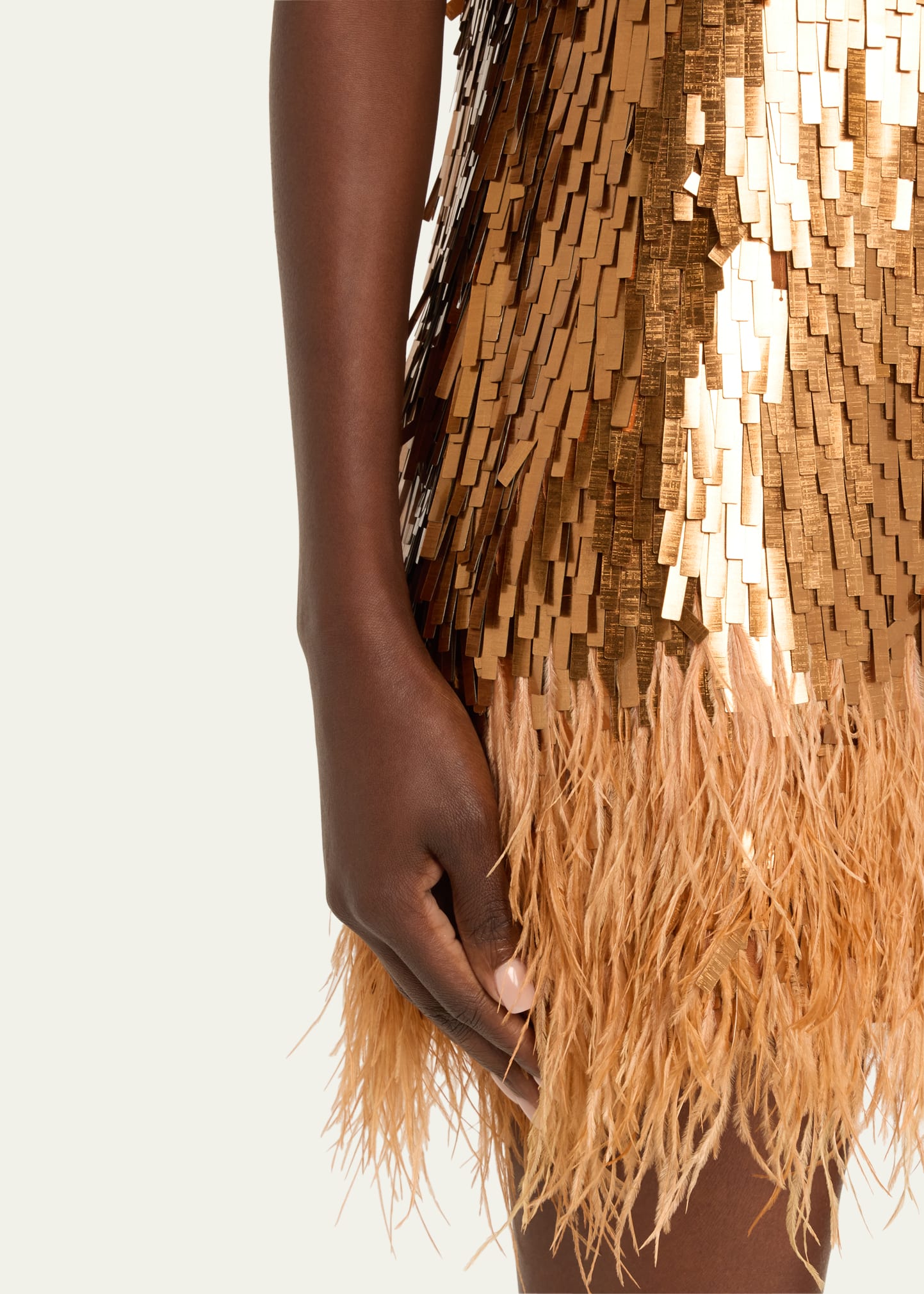 Johanna Ortiz Chemical Attraction Sequined Feather-Trim Mini Dress -  Bergdorf Goodman
