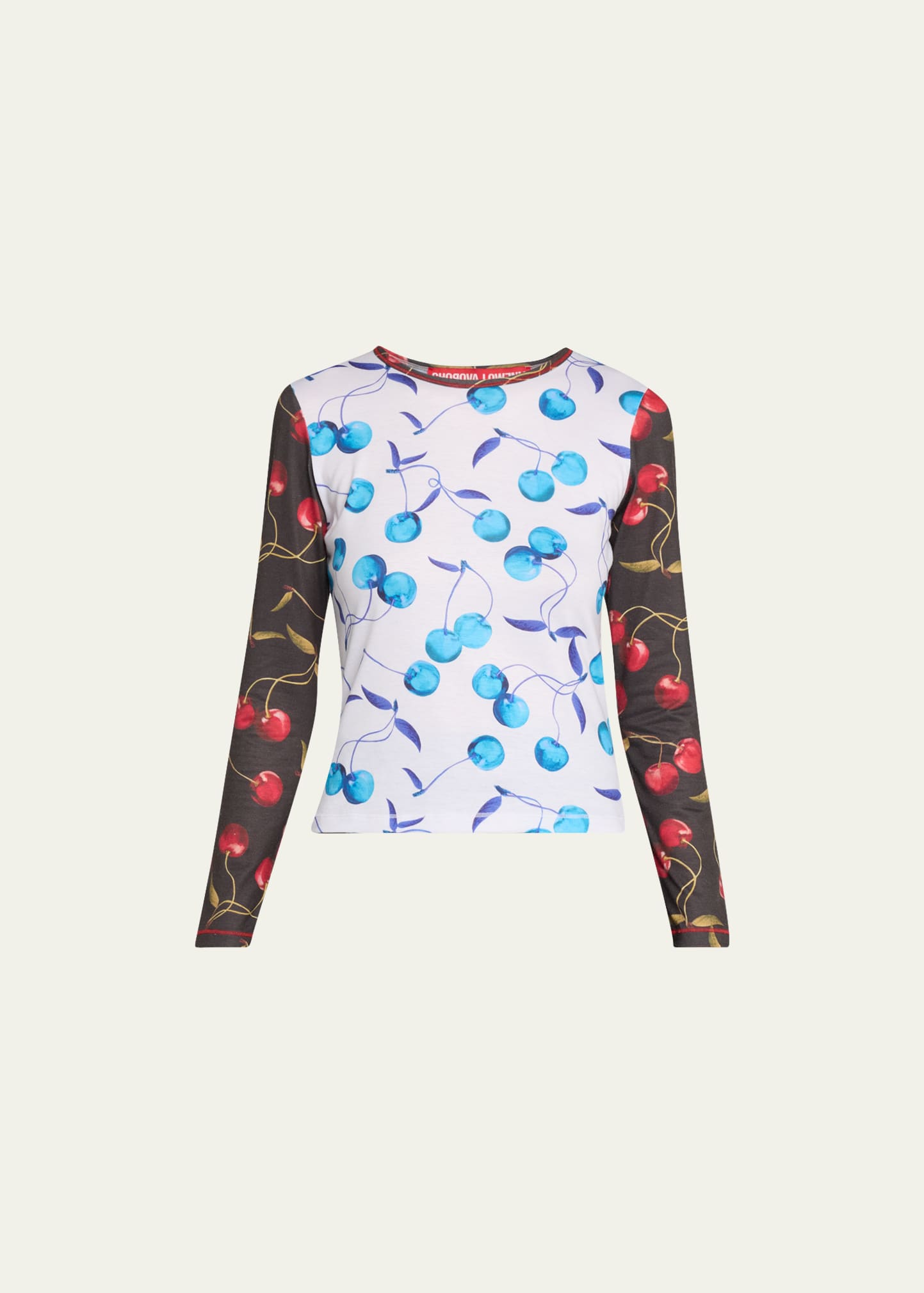 DUELLING CHERRIES FITTED JERSEY TOP