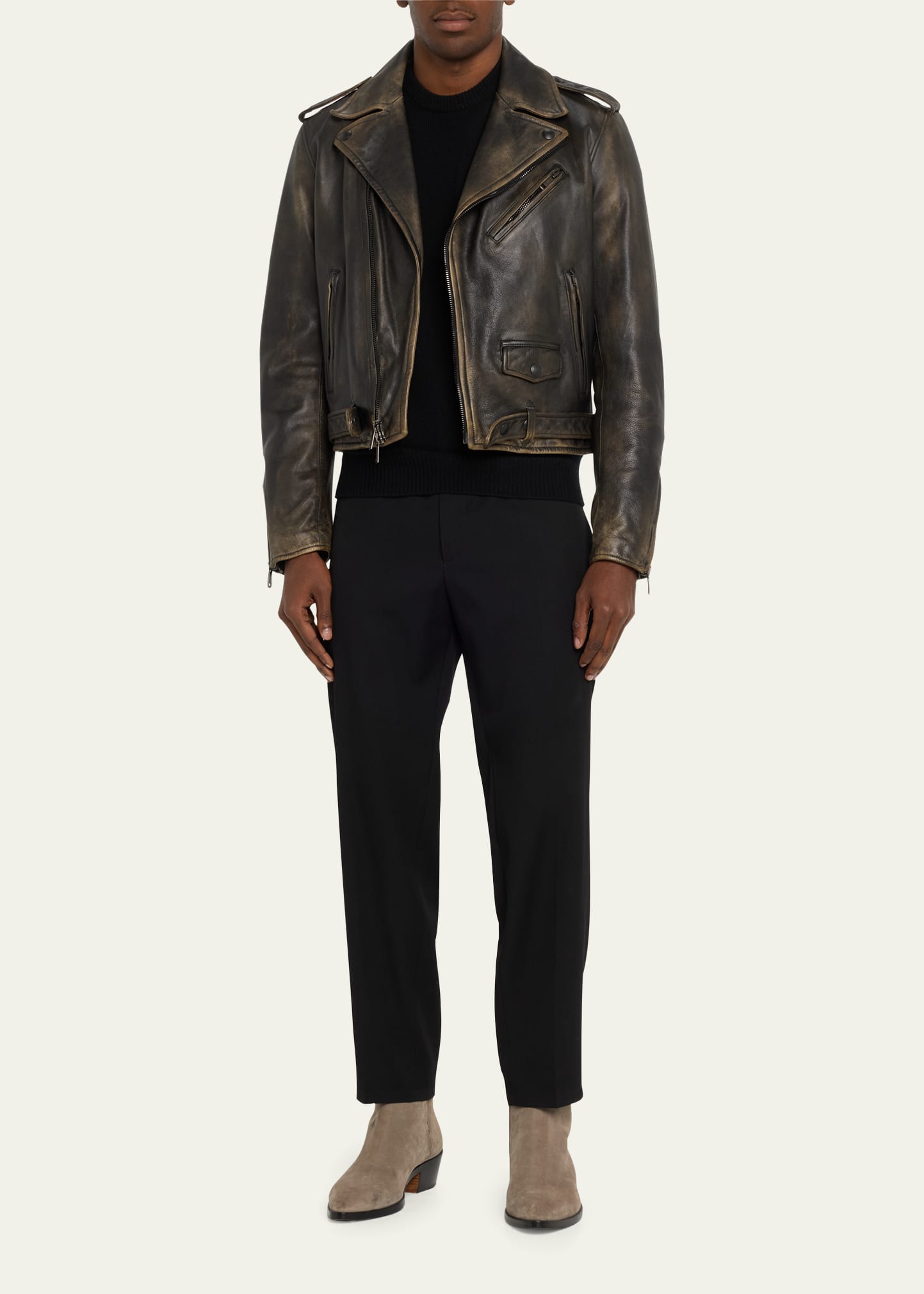 Ralph Lauren Purple Label Men's Burnished Leather Moto Jacket