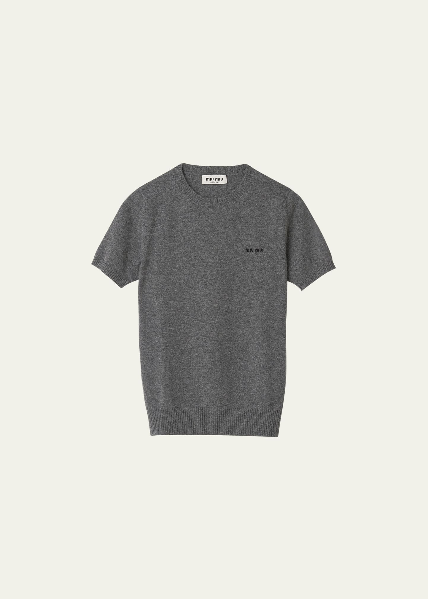 Miu Miu Short-Sleeve Cashmere Sweater - Bergdorf Goodman