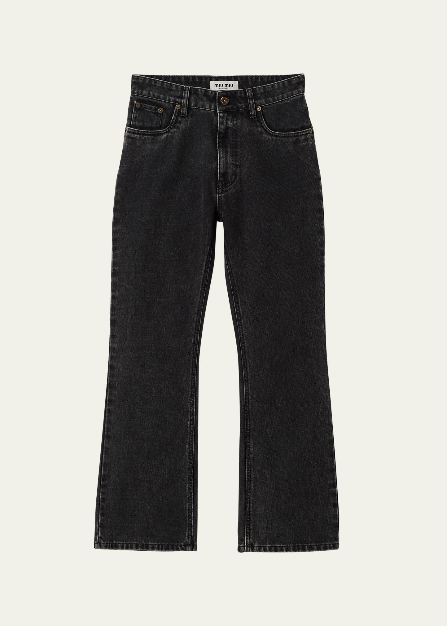 Miu Miu Logo-Embroidered Denim Pants - Bergdorf Goodman