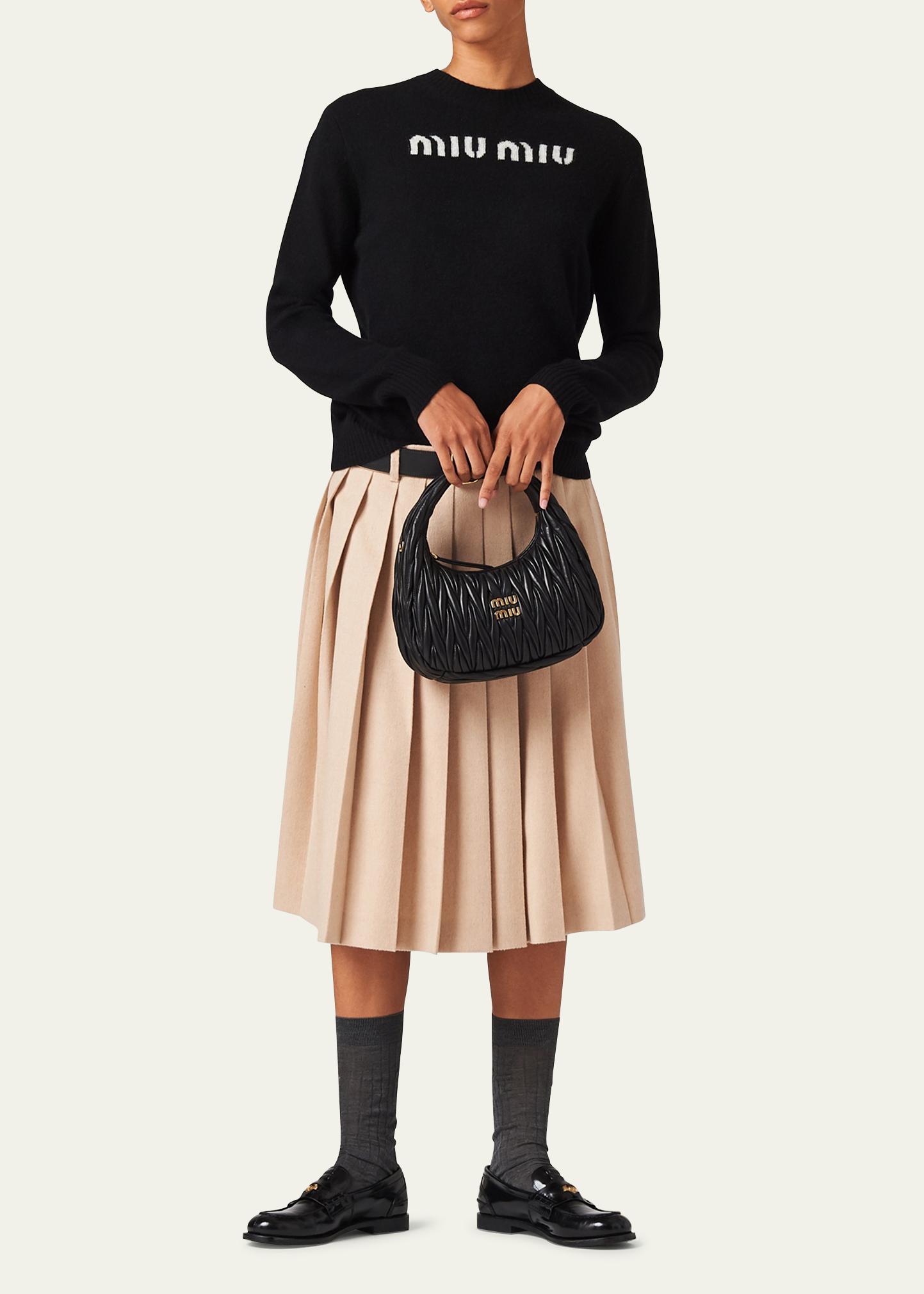 Miu Miu Logo Intarsia Cashmere-Wool Sweater - Bergdorf Goodman