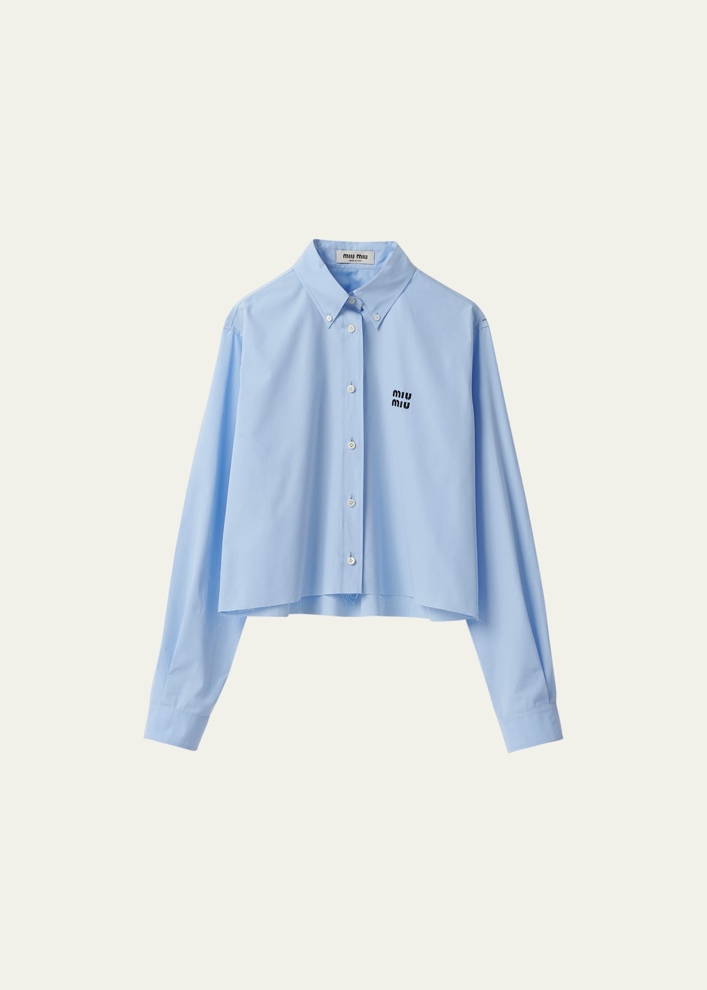 Tシャツ・カットソー MIUMIU EMBROIDERED POPLIN TOP Miu Miu logo-embroidered poplin cropped shirt | Eraldo.com CN