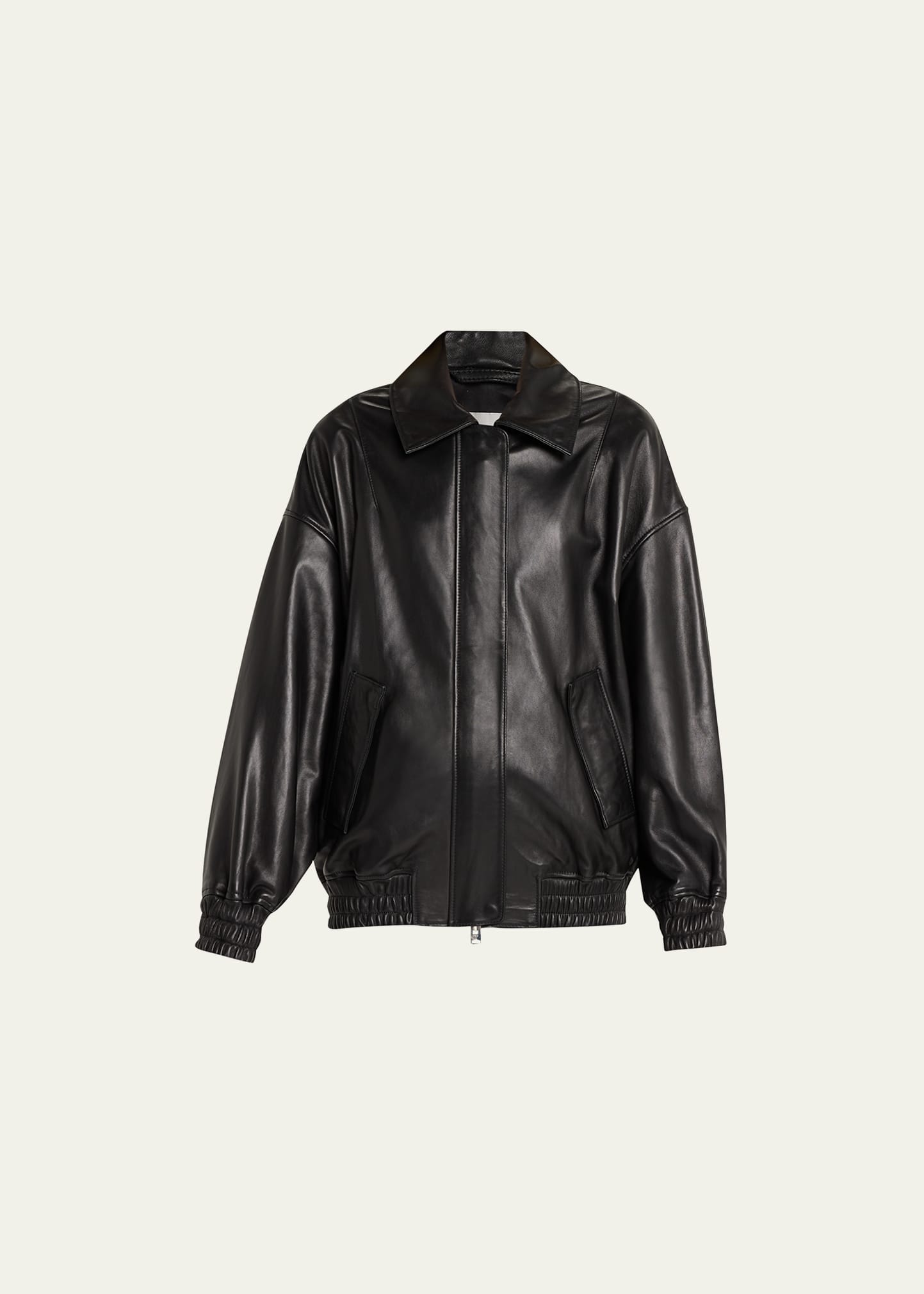 Ava Relaxed Leather Bomber Jacket