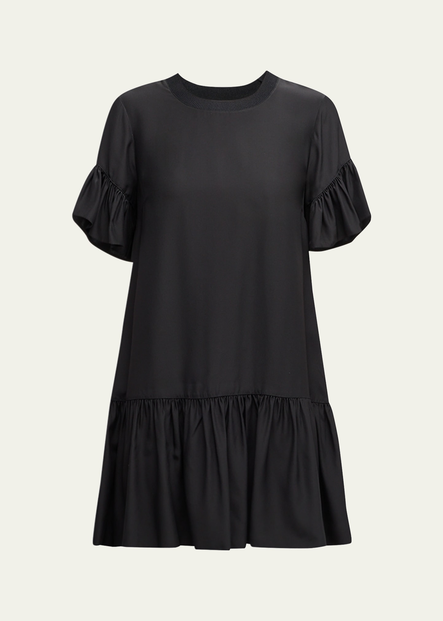 leilah silk dropped-waist flounce mini dress
