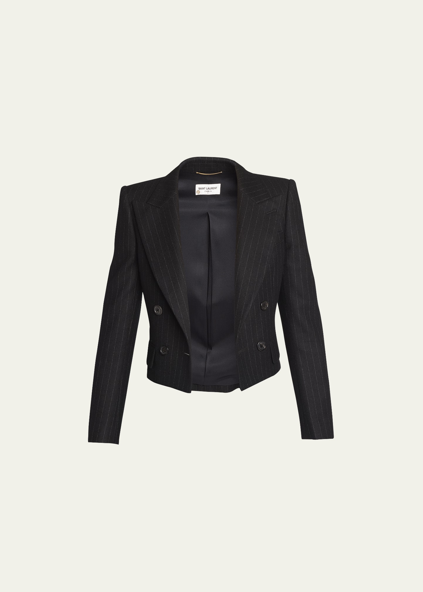 Saint Laurent Spencer Pinstripe Cropped Wool Jacket - Bergdorf Goodman
