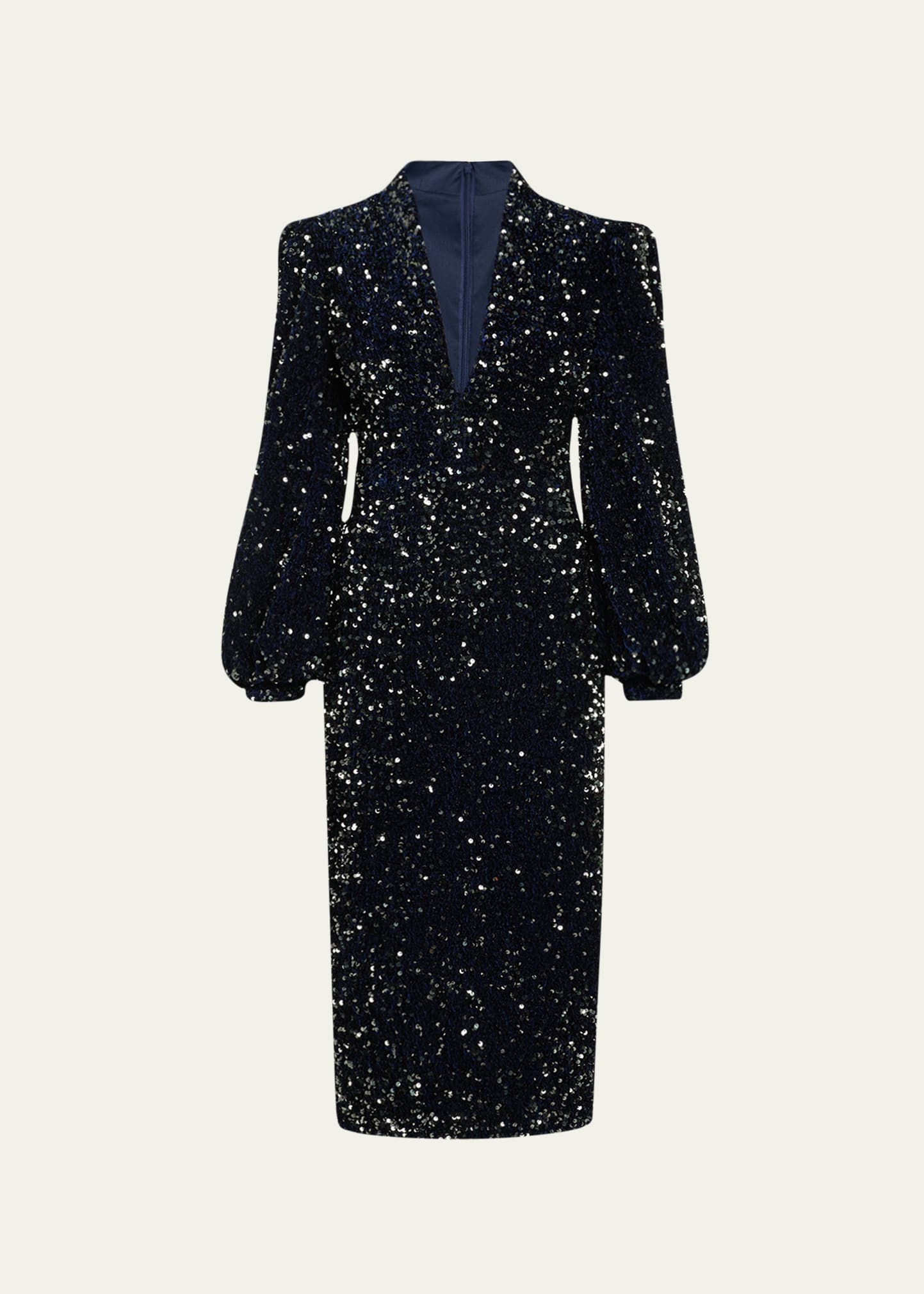 Badgley Mischka Collection Deep V-Neck Sequin Midi Sheath Dress - Bergdorf  Goodman