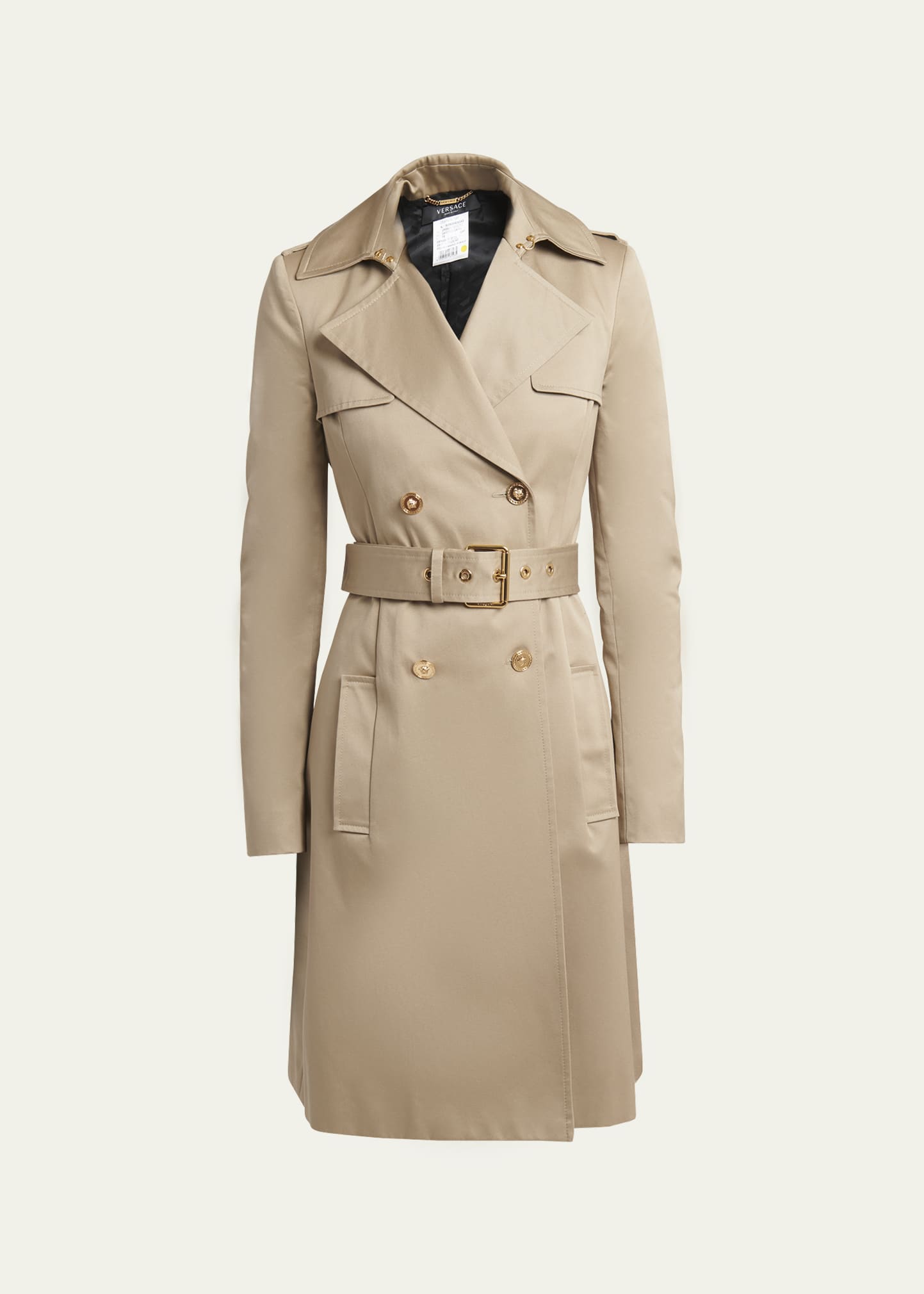 Versace Belted Cotton Gabardine Trench Coat - Bergdorf Goodman