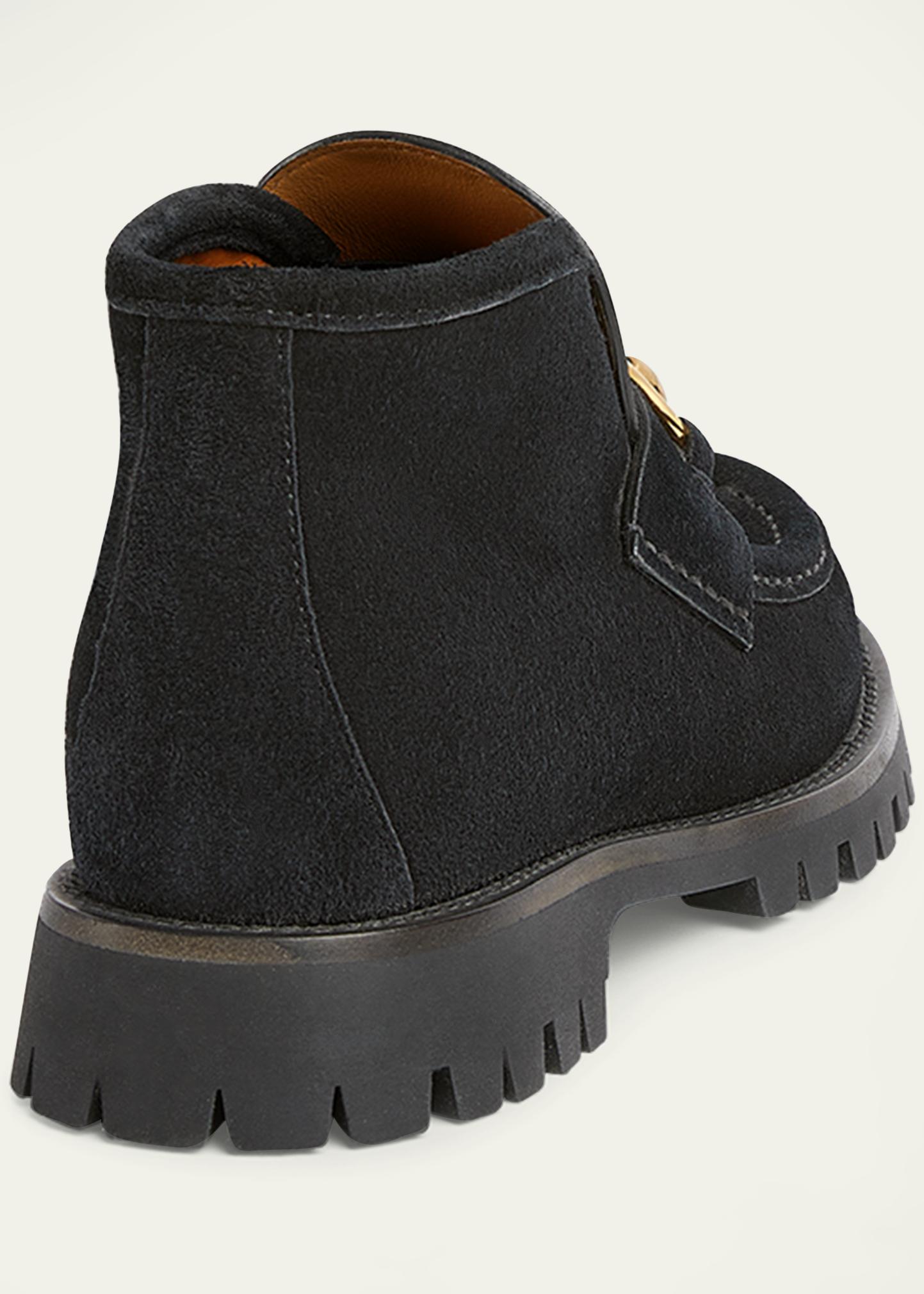 Gucci Sylke Suede Horsebit Booties - Bergdorf Goodman