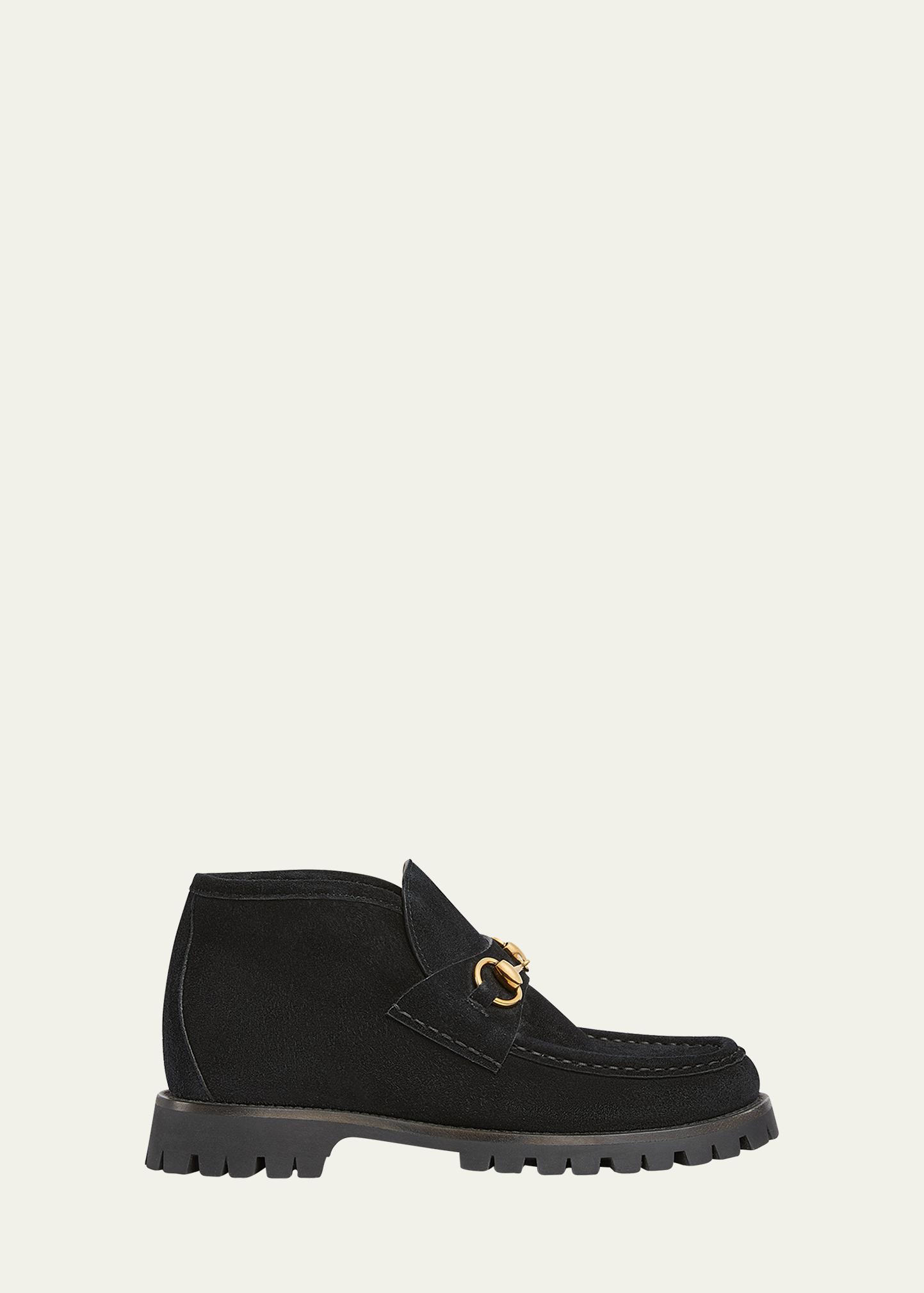 Gucci Sylke Suede Horsebit Booties - Bergdorf Goodman