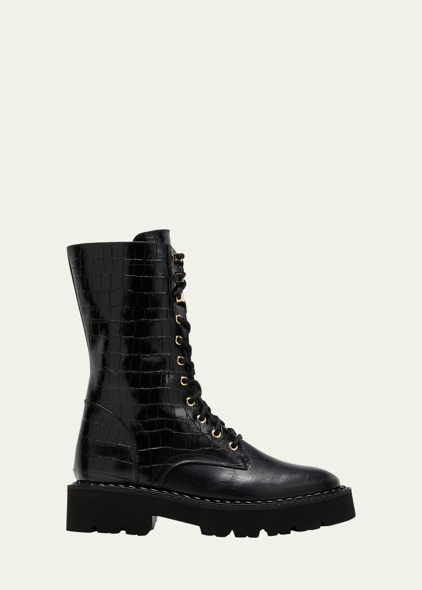 Aquatalia Silvana Croco Combat Boots Bergdorf Goodman